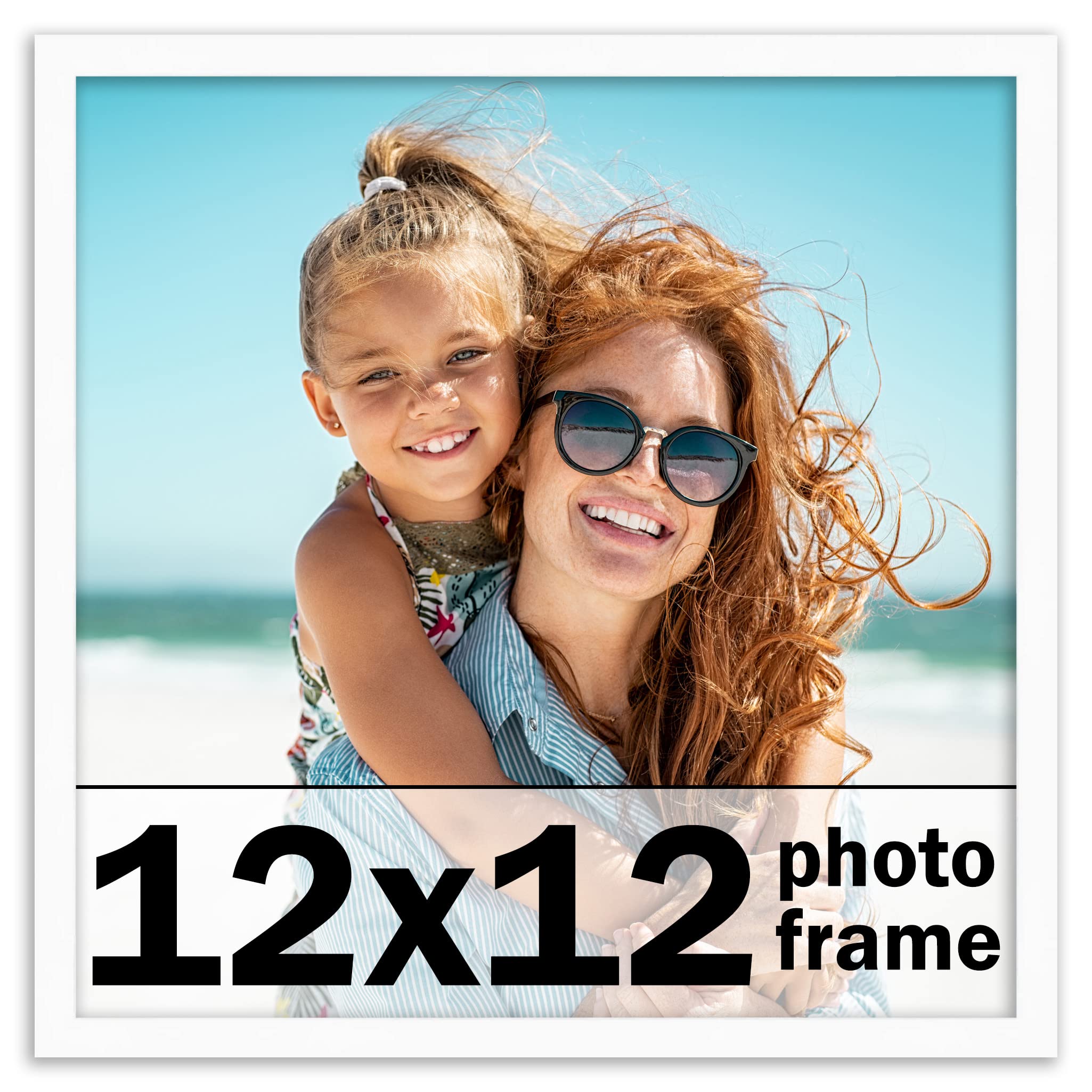 12x12 Inch White Wood Picture Frame - Perfect for Displaying Art, Photos, and Certificates - Home & Office Decor