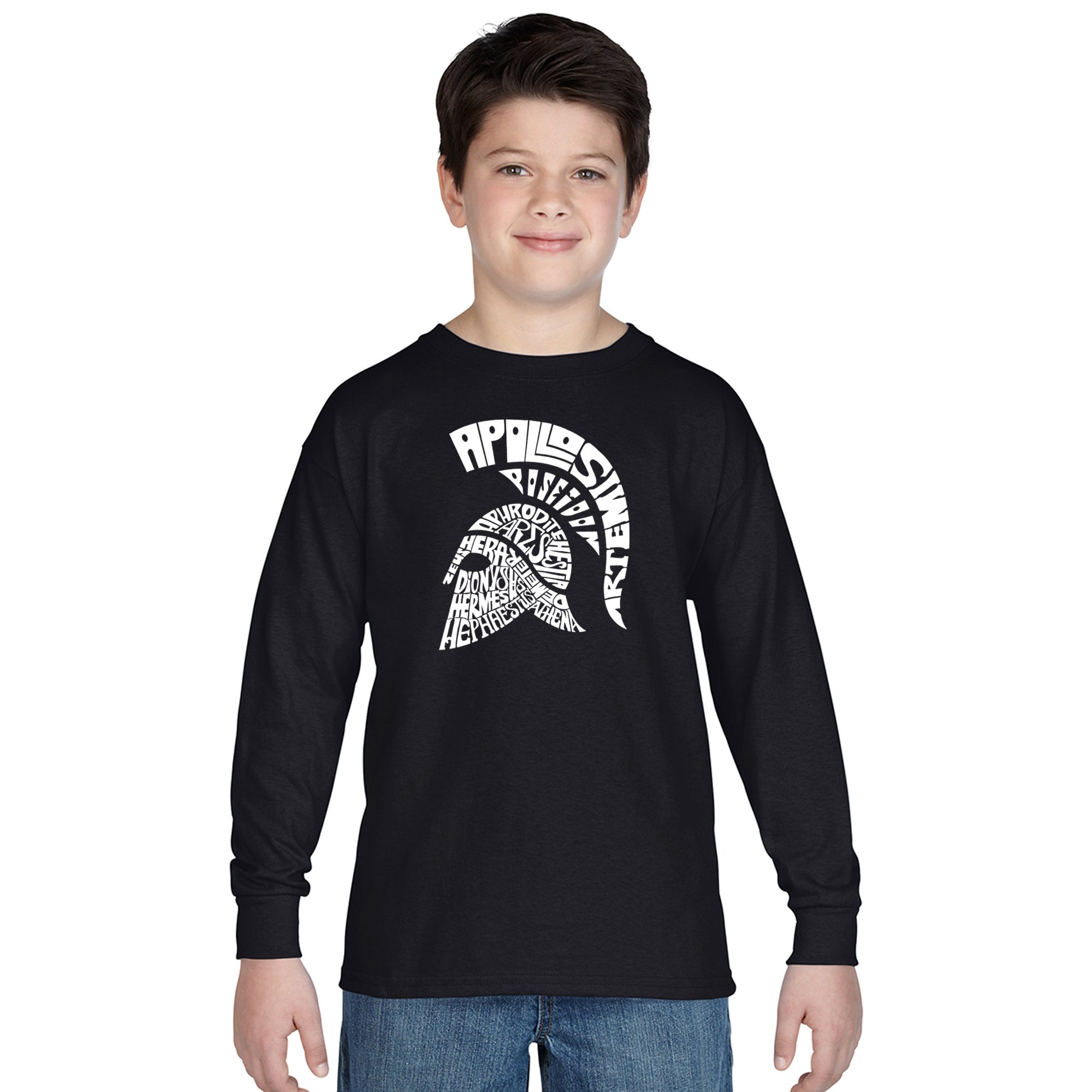 Spartan Boys Long Sleeve Graphic T-Shirt - Cool Word Art Tee for Kids - Perfect for School, Sports & Everyday Wear