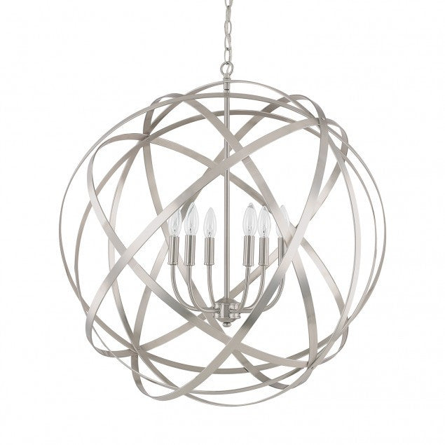 Modern Skai Chandelier in Brushed Nickel Finish - Elegant Ceiling Light Fixture for Dining Room, Bedroom, or Living Room Decor
