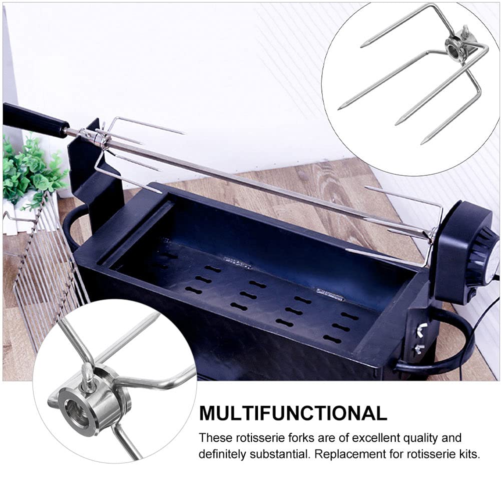 Stainless Steel BBQ Rotisserie Fork for Chicken - Cabilock 1pc Air Fryer & Grill Accessory - Perfect for Rotating Roasts, Air Frying & Outdoor Grilling