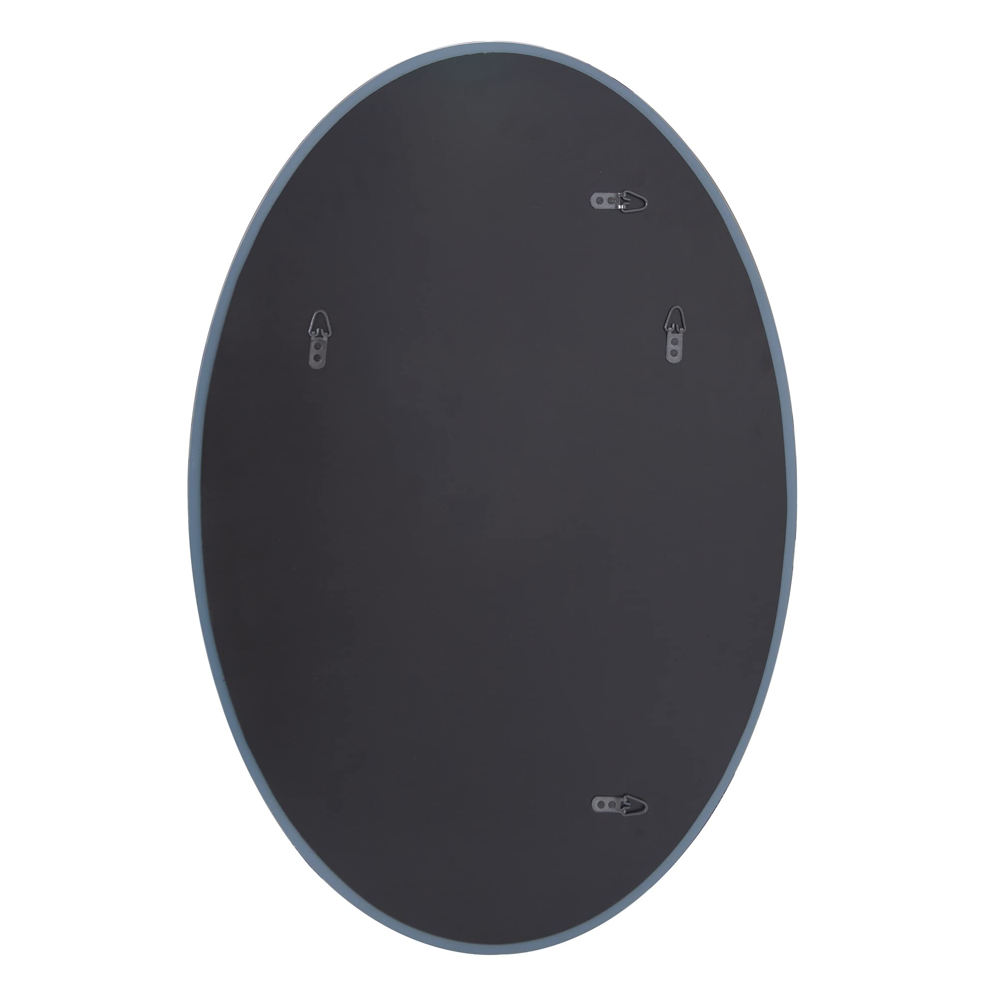 Howard Elliott Frameless Silver Oval Wall Mirror - Elegant Beveled Edge Modern Bathroom Vanity Mirror for Entryway & Bedroom Decor (24x36 Inches) - Perfect for Makeup, Home Decor & Space Illusion