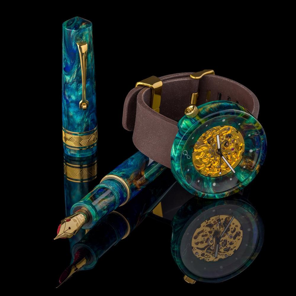 Leonardo × @micahfinds Revival Copper Patina 14K Gold Fountain Pen - Luxury Writing Instrument for Calligraphy, Journaling & Gift Giving