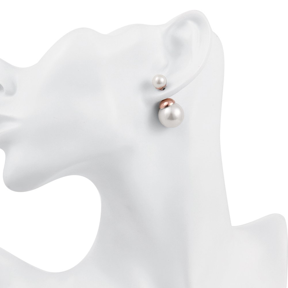 Elegant Double Sided Pearl Stud Earrings for Women - Perfect for Parties & Work