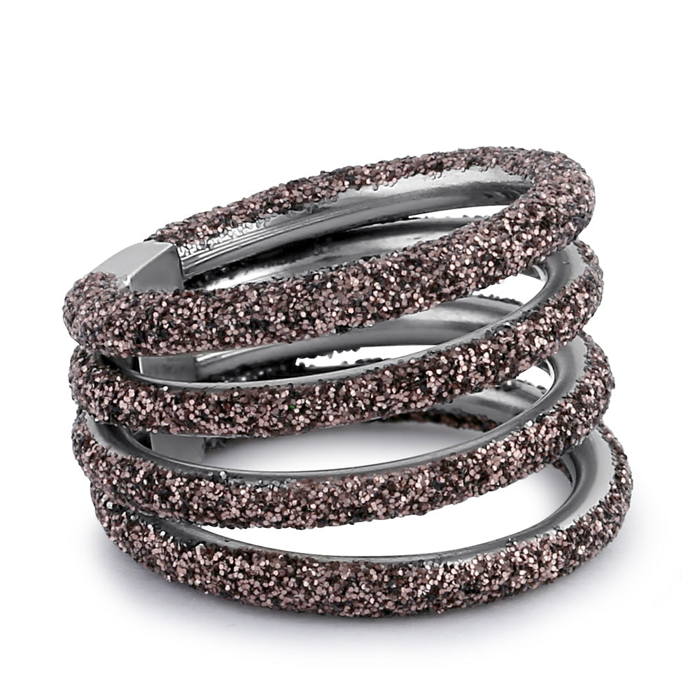 Stainless Steel Layered Brown Stardust Ring for Women - Elegant Boho Jewelry for Everyday Wear, Parties & Gifts