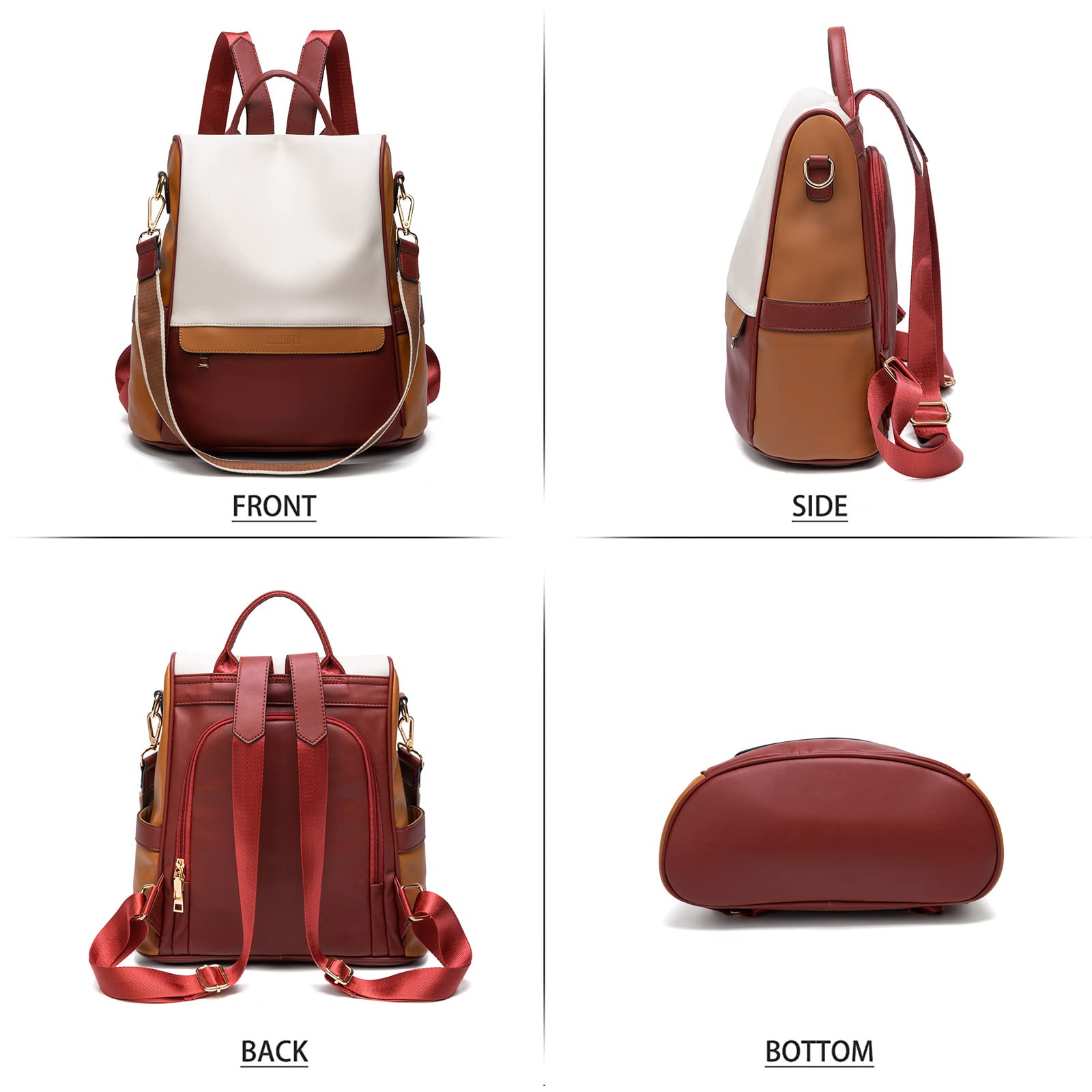 CHERUTY Women's PU Leather Anti-Theft Backpack Purse - Stylish Casual Shoulder Bag & Satchel for Ladies | Perfect for Work, Travel, and Daily Commute