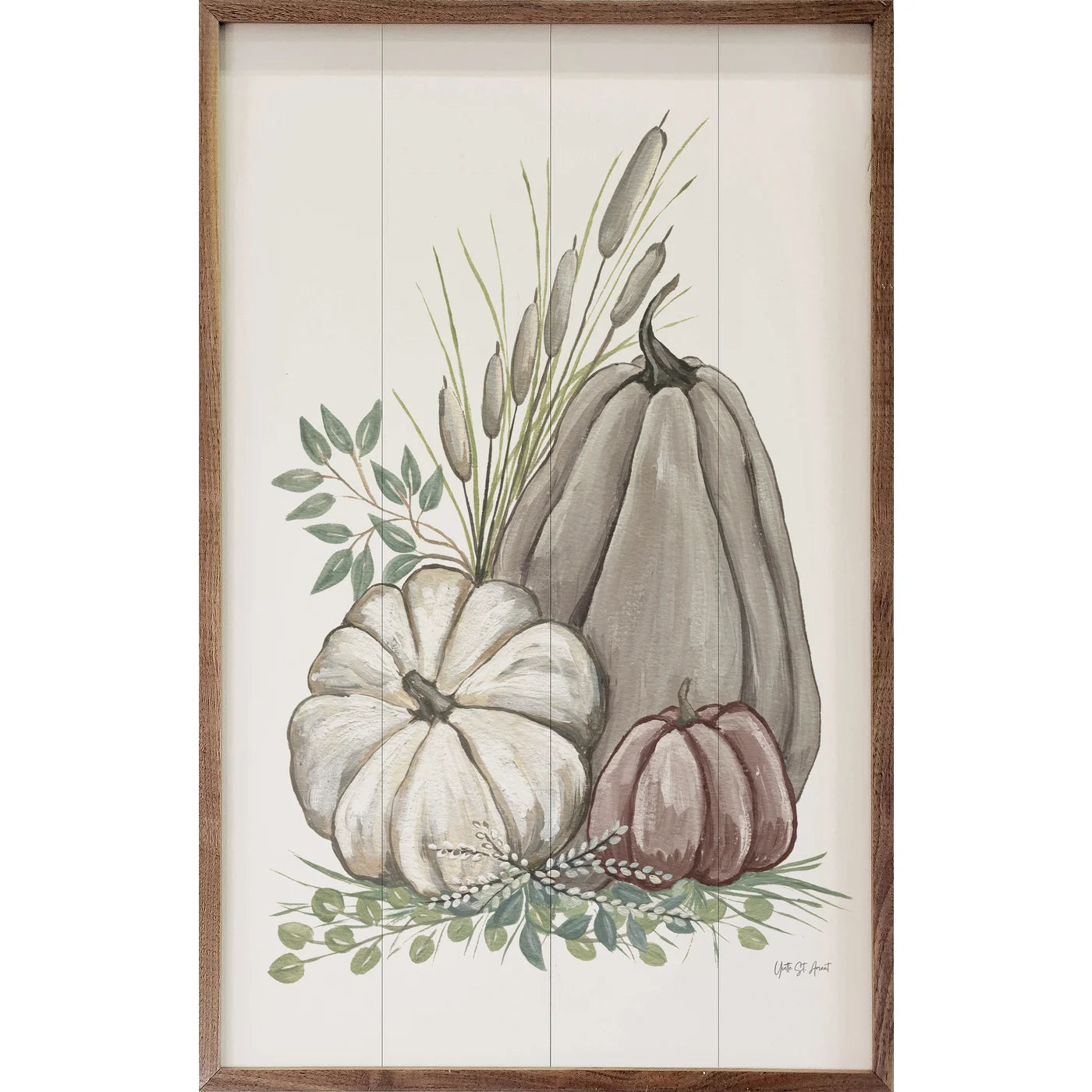 Harvest Cattails Wood Framed Print - Rustic Nature Wall Art Decor for Living Room, Bedroom & Office - Perfect Farmhouse Home Decor Gift