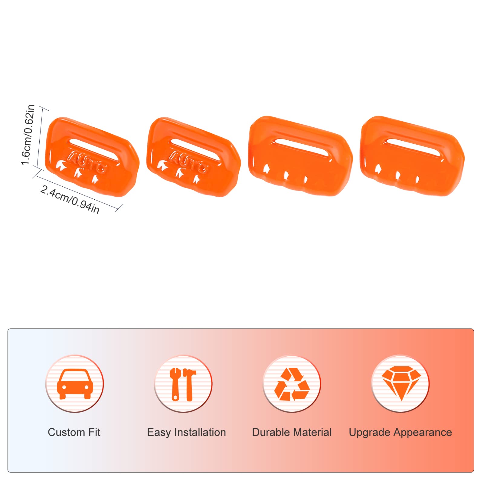 4PCS Orange Window Switch Button Cover Trim for Jeep Wrangler JL JLU & Gladiator JT 2018-2024 - Interior Accessories Upgrade for Enhanced Protection & Style - Perfect for Off-Roading & Daily Driving