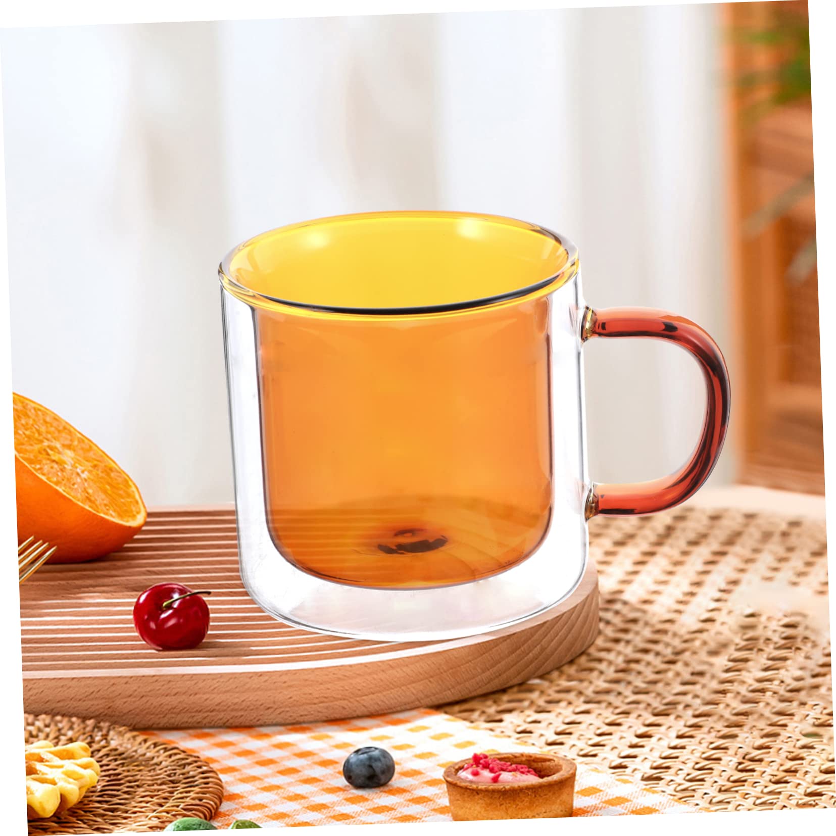 ABOOFAN Double Wall Insulated Glass Coffee Mug - 12oz Espresso Cup with Lid, Travel Mug for Hot/Cold Beverages, Perfect for Coffee, Tea, Beer - Ideal for Home, Office & Outdoor Use