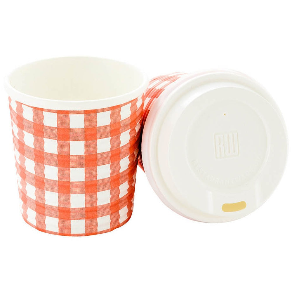 4 oz Disposable Paper Coffee Cups with Picnic Print - 25 Count Box (2.5