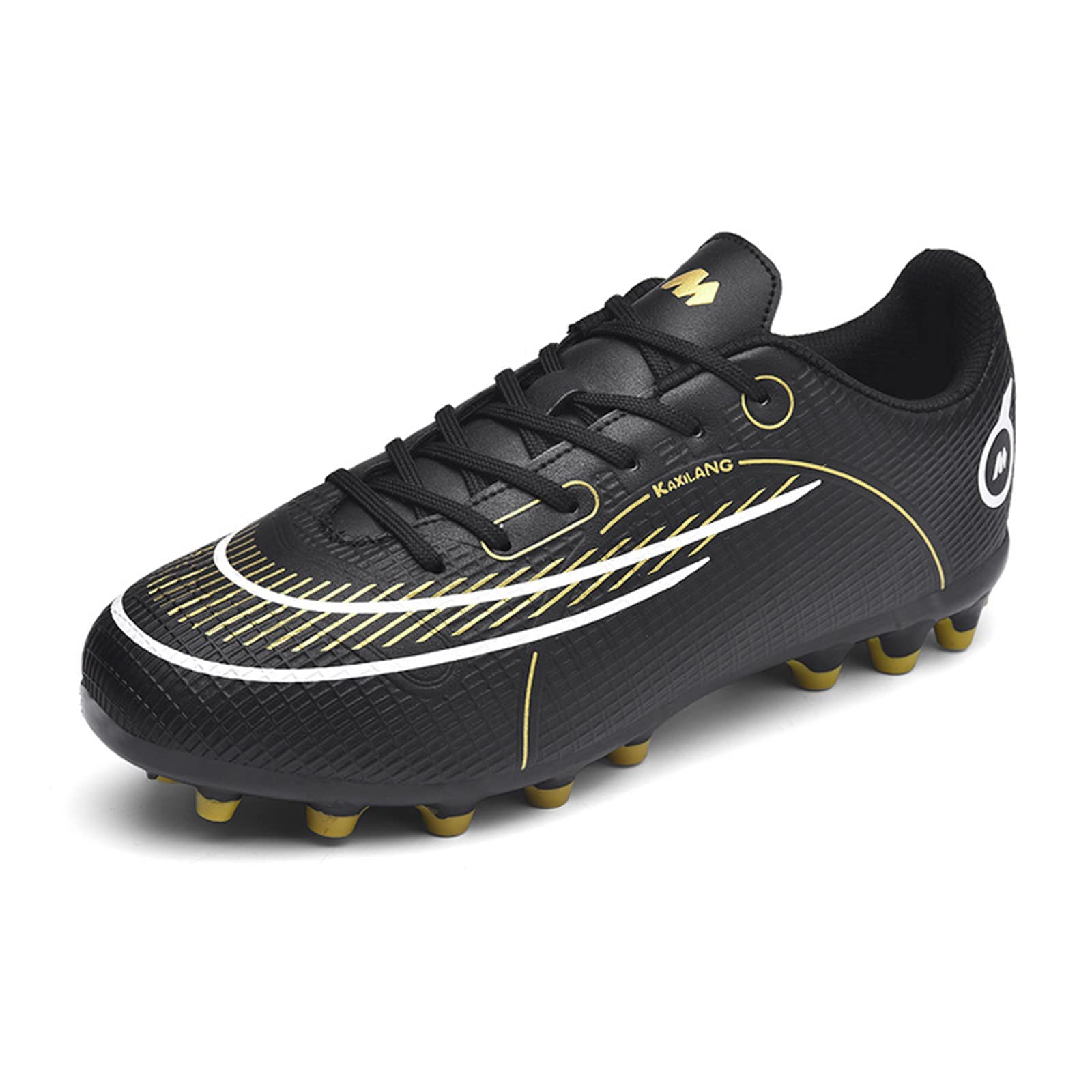 Professional Men's Soccer Cleats - Non-Slip Football Shoes for Outdoor Training & Matches | Lightweight Athletic Soccer Shoes for Teenagers & Adults | Perfect for Turf, Grass & Artificial Fields (Black)