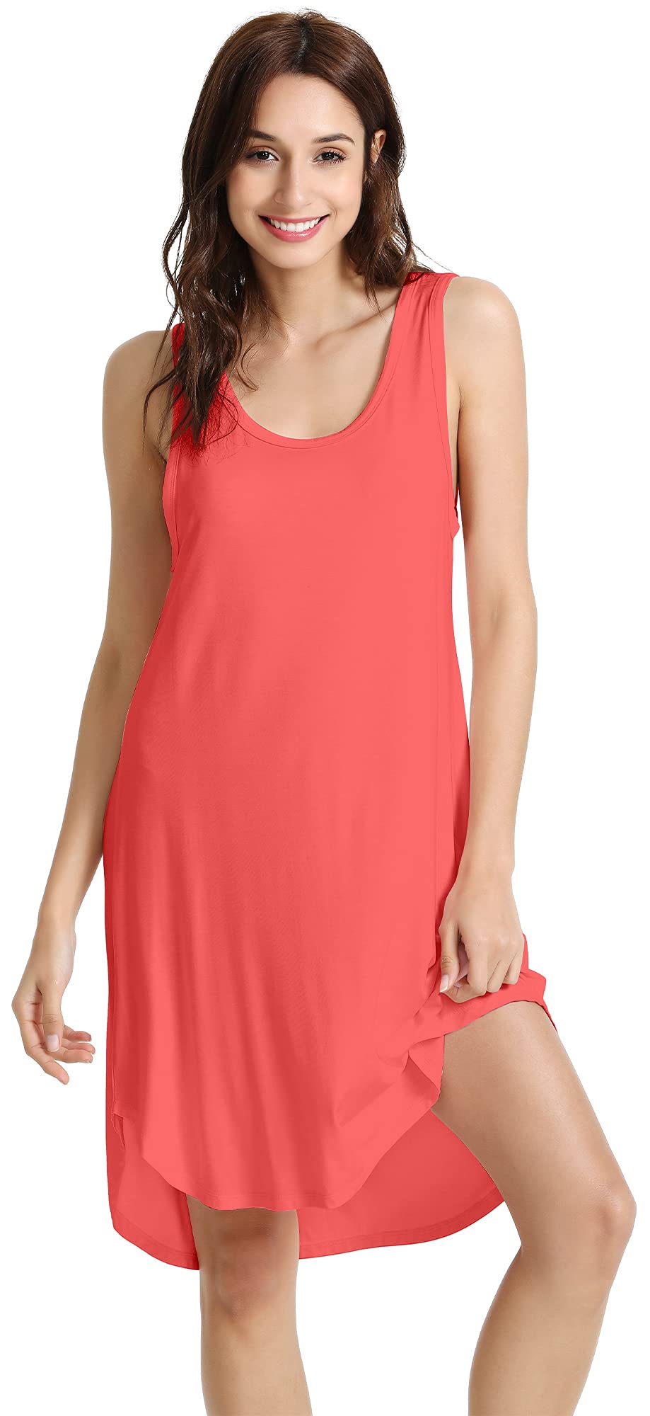 WiWi Women's Bamboo Sleeveless Nightgown - Soft Tank Sleep Shirt Pajama Set, Plus Size S-4X | Breathable Summer Sleepwear for Comfortable Nights & Lounge Wear