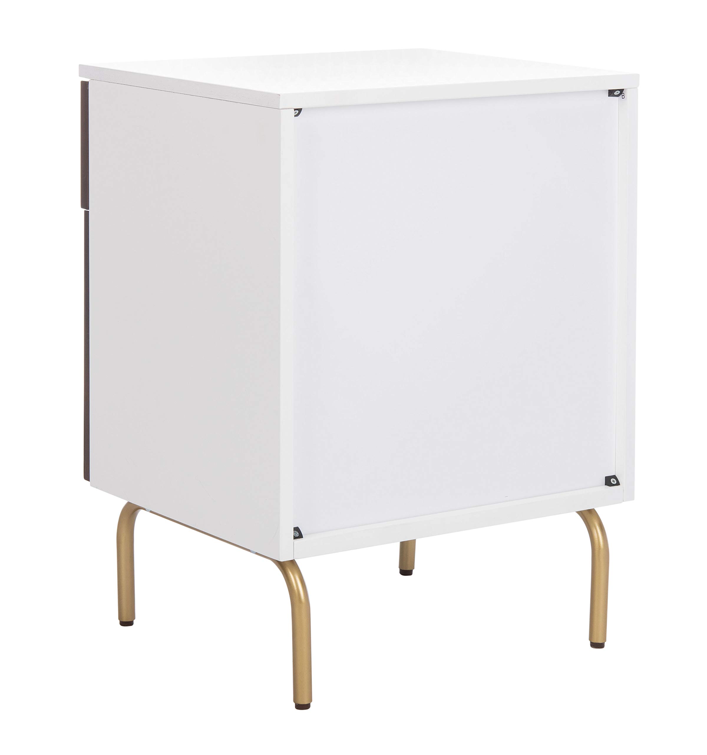 Safavieh Genevieve Modern Nightstand - Walnut & White Mahogany Finish, 2-Drawer Bedside Table for Bedroom, Living Room, or Office Storage