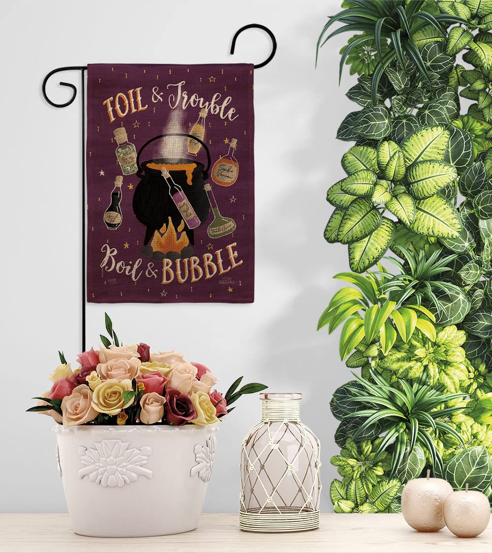Halloween Garden Flag Set - Witch, Black Cat & Pumpkin Decor for Fall Yard