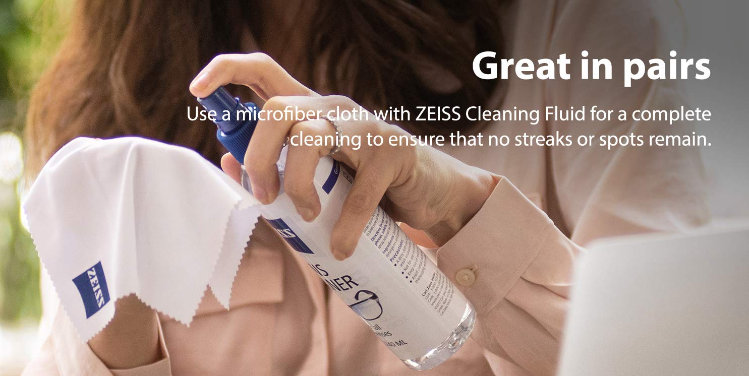 ZEISS Lens Cleaning Solution Kit 30ml with Premium Microfiber Cloth - Pack of 1 | Professional Cleaner for Eyeglasses, Sunglasses, Camera Lenses, Binoculars & VR Headsets | Ideal for Daily Cleaning, Travel & Outdoor Activities