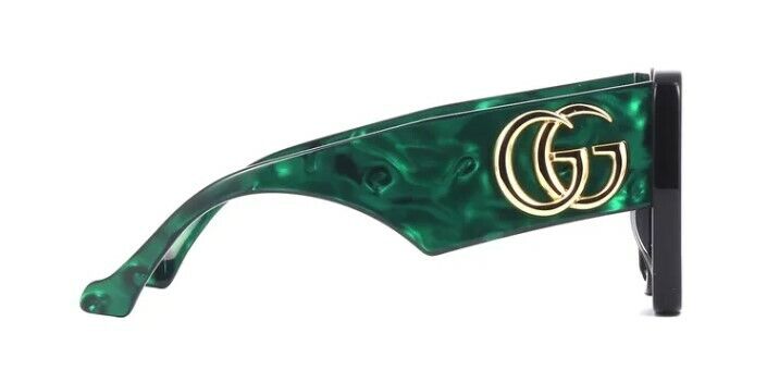 Gucci GG 0956S 001 Black & Green Oversized Geometric Sunglasses for Women - Fashionable UV Protection Shades for Beach, Driving & Summer Outfits