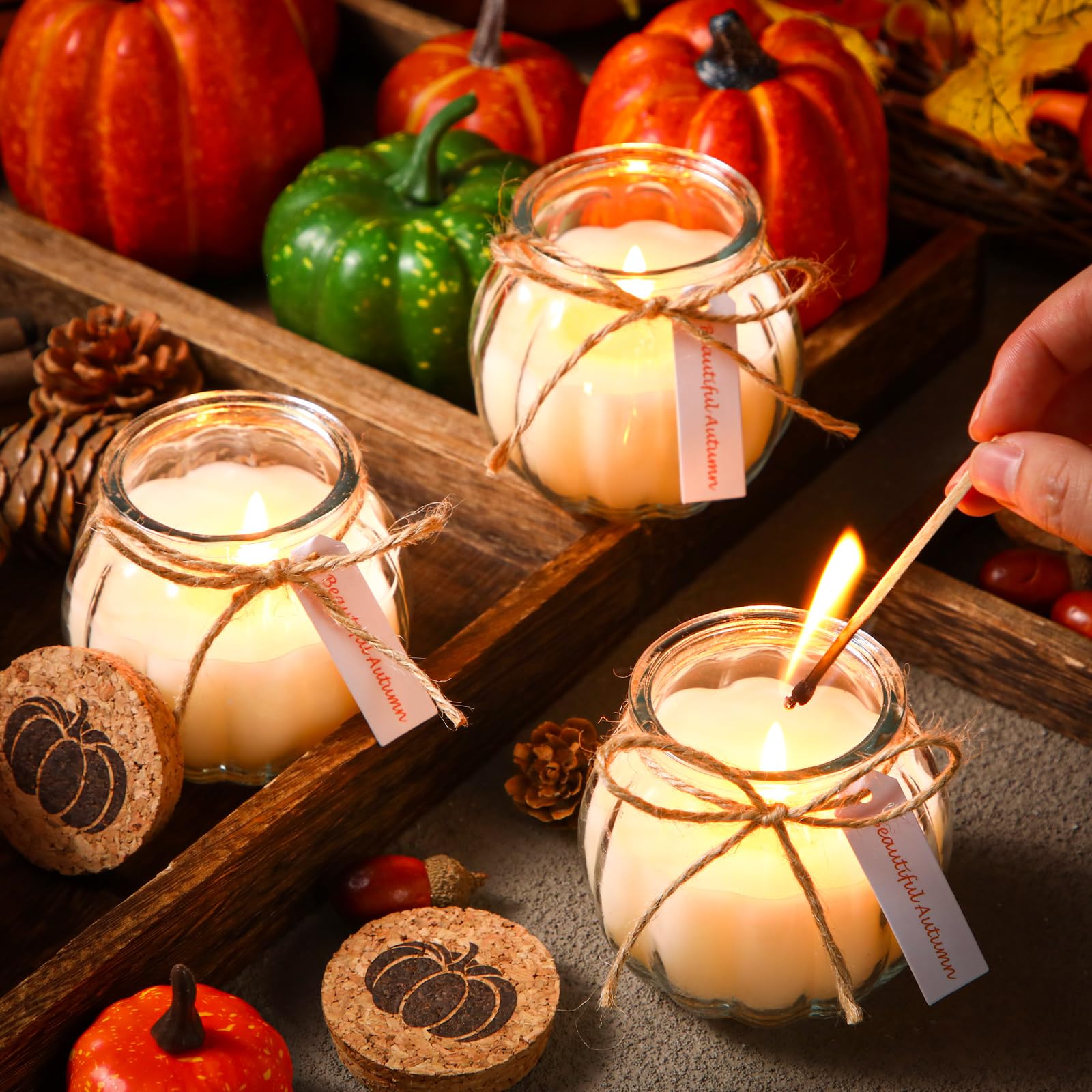 12 Pack Pumpkin Candles - 5oz Scented Fall Decor for Halloween & Thanksgiving