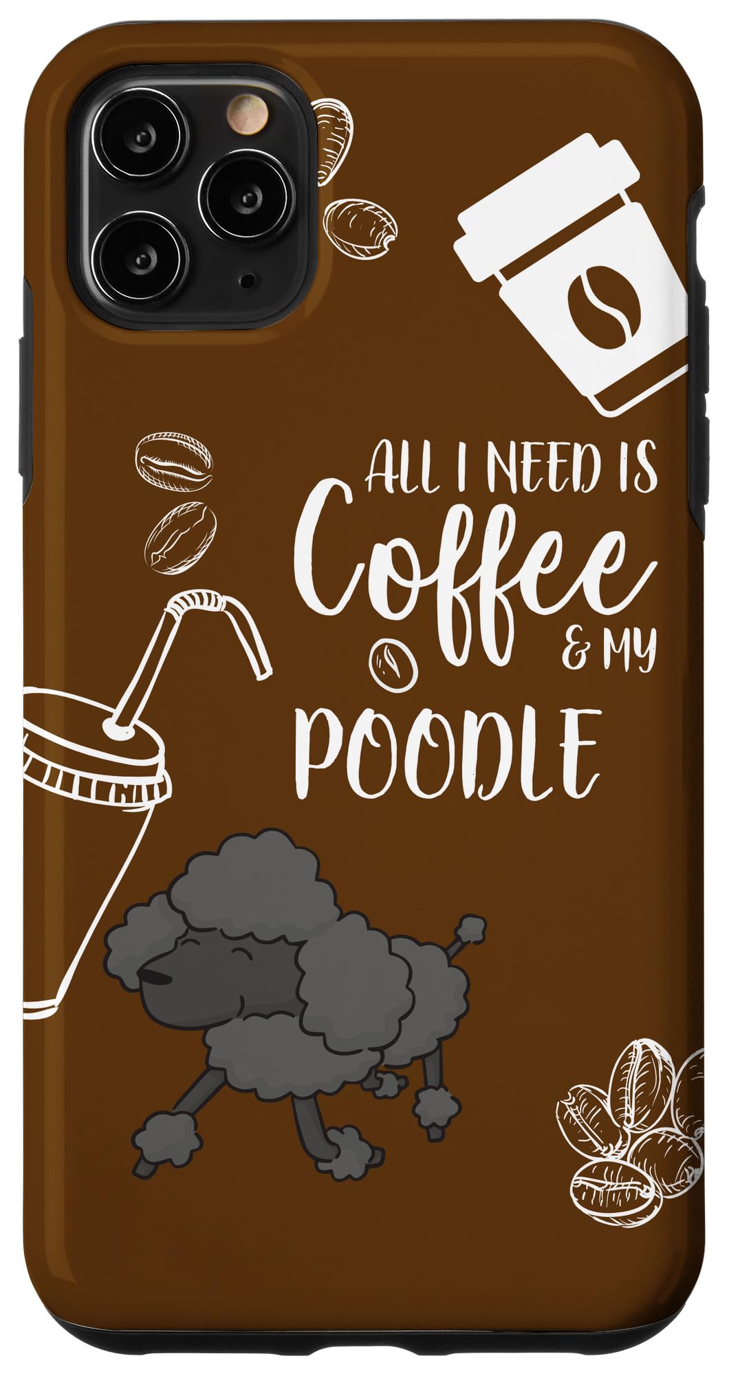 iPhone 11 Pro Max Cute Poodle Dog Coffee Case - Stylish Protective Phone Cover for Coffee Lovers | Perfect for Cafés, Office & Daily Use