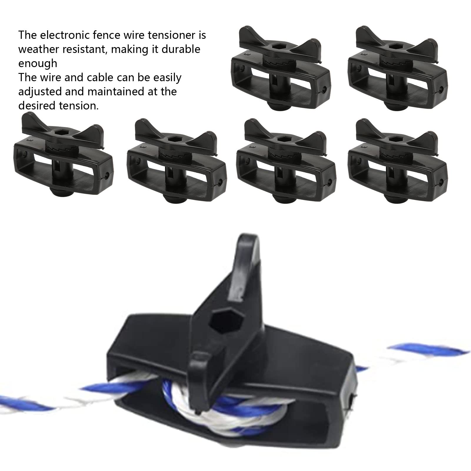 50Pcs Black Alloy Electric Fence Wire Tightener - Portable Garden Fence Tensioner for Livestock & Pet Containment - Heavy Duty Tape Tighteners for DIY Electric Fence Installation (Perfect for Farms, Ranches & Backyard Security)