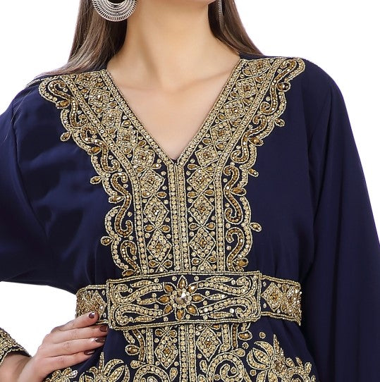 Luxury Jalabiya Gown - Elegant Kaftan Dress for Women | Boho Chic Maxi Dress for Beach, Wedding & Special Occasions