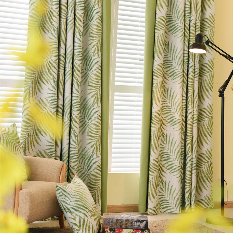 Valerie Color Blocking Rustic Botanical Blackout Custom Curtains - Thermal Insulated Window Drapes for Living Room, Bedroom & Nursery