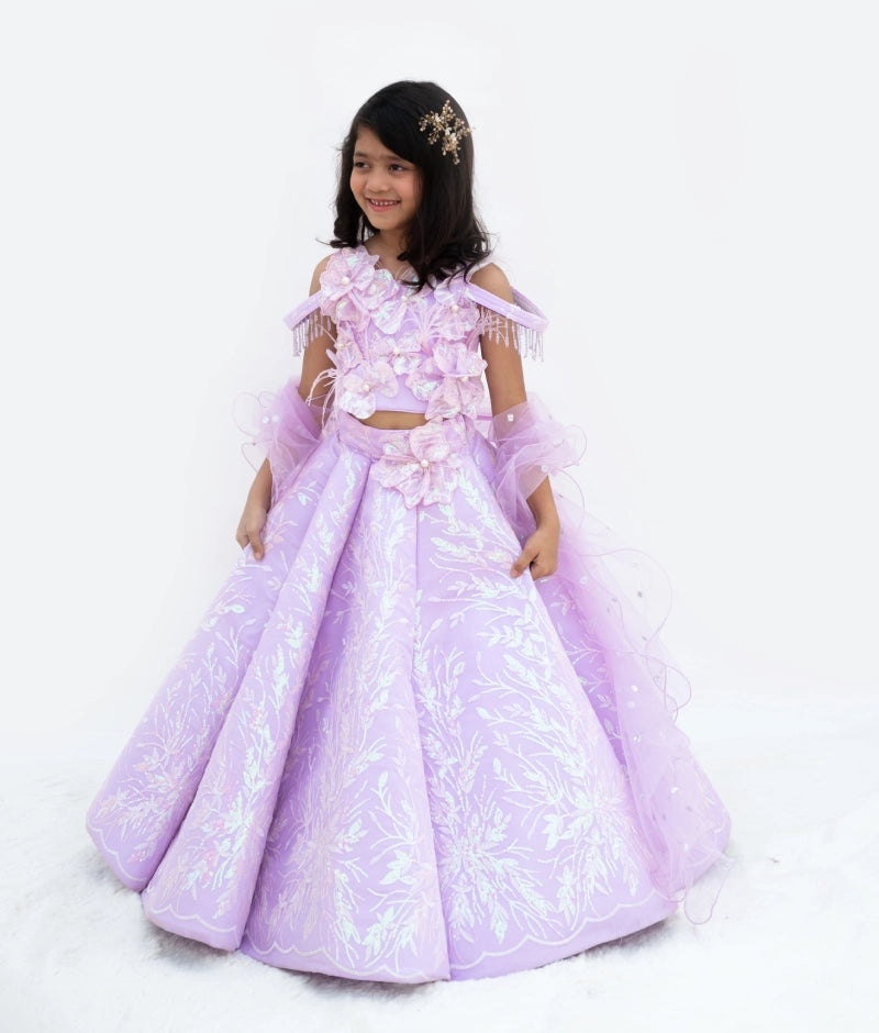 Pre Order: Lilac Embroidered Lehenga Choli Set for Women | Indian Traditional Bridal Wedding Outfit | Perfect for Festivals, Weddings & Special Occasions