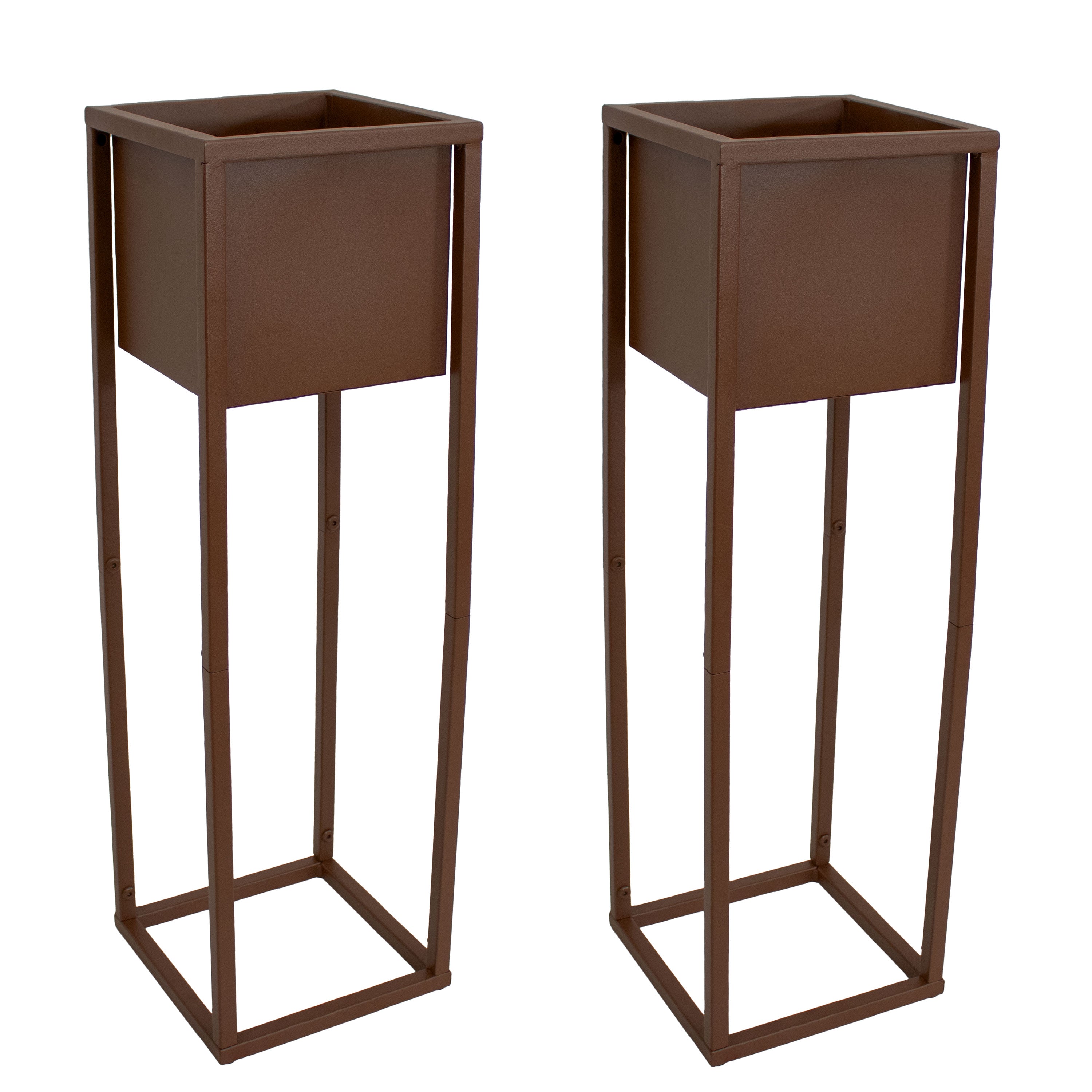 Modern Metal Planter Boxes with Legs - Set of 2, Indoor/Outdoor Garden Planters for Patio, Balcony & Home Decor - Rust-Resistant & Durable Design