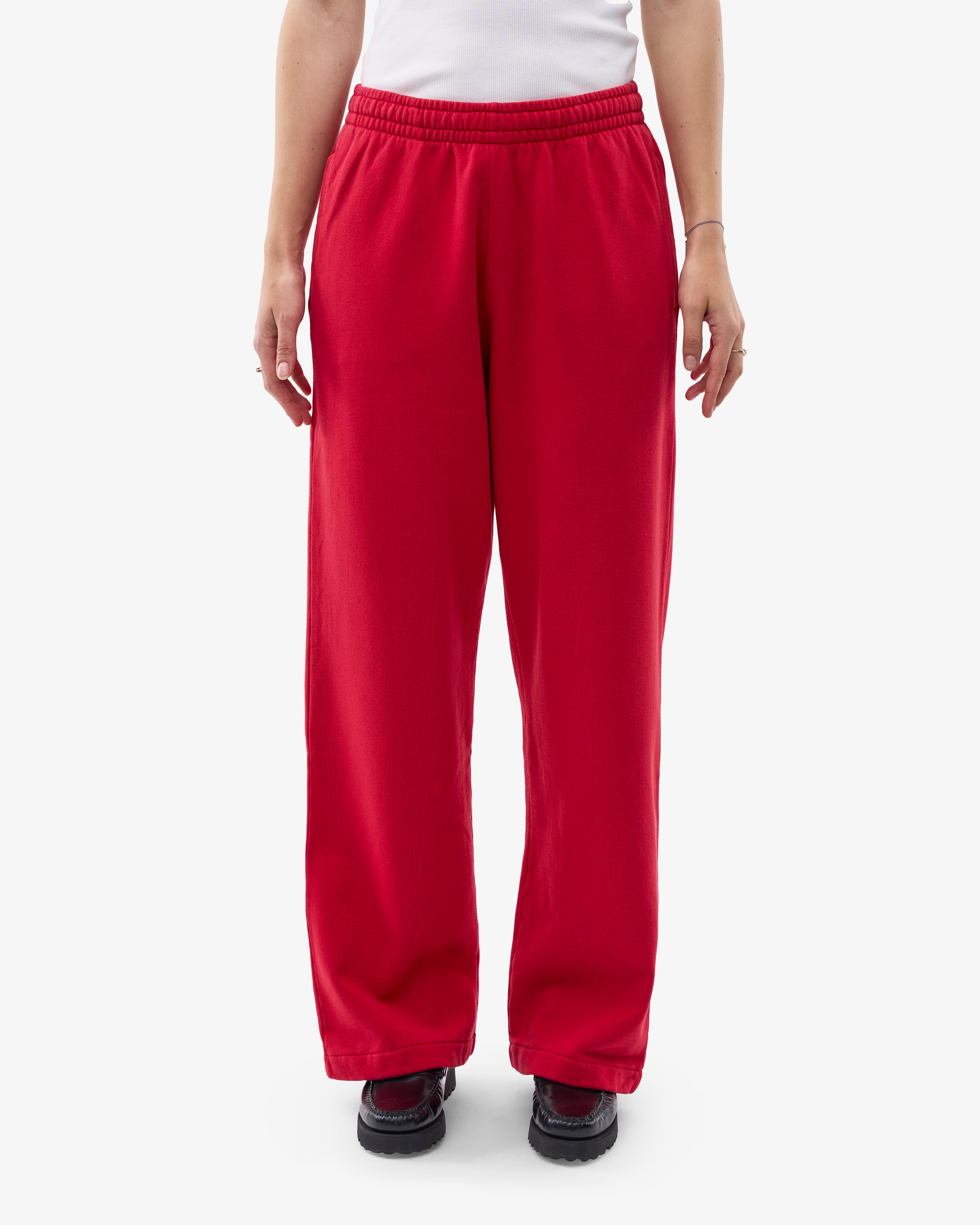 Organic Straight Leg Sweatpants for Women - Soft Cotton Joggers in Scarlet Red | Lounge, Yoga & Casual Wear