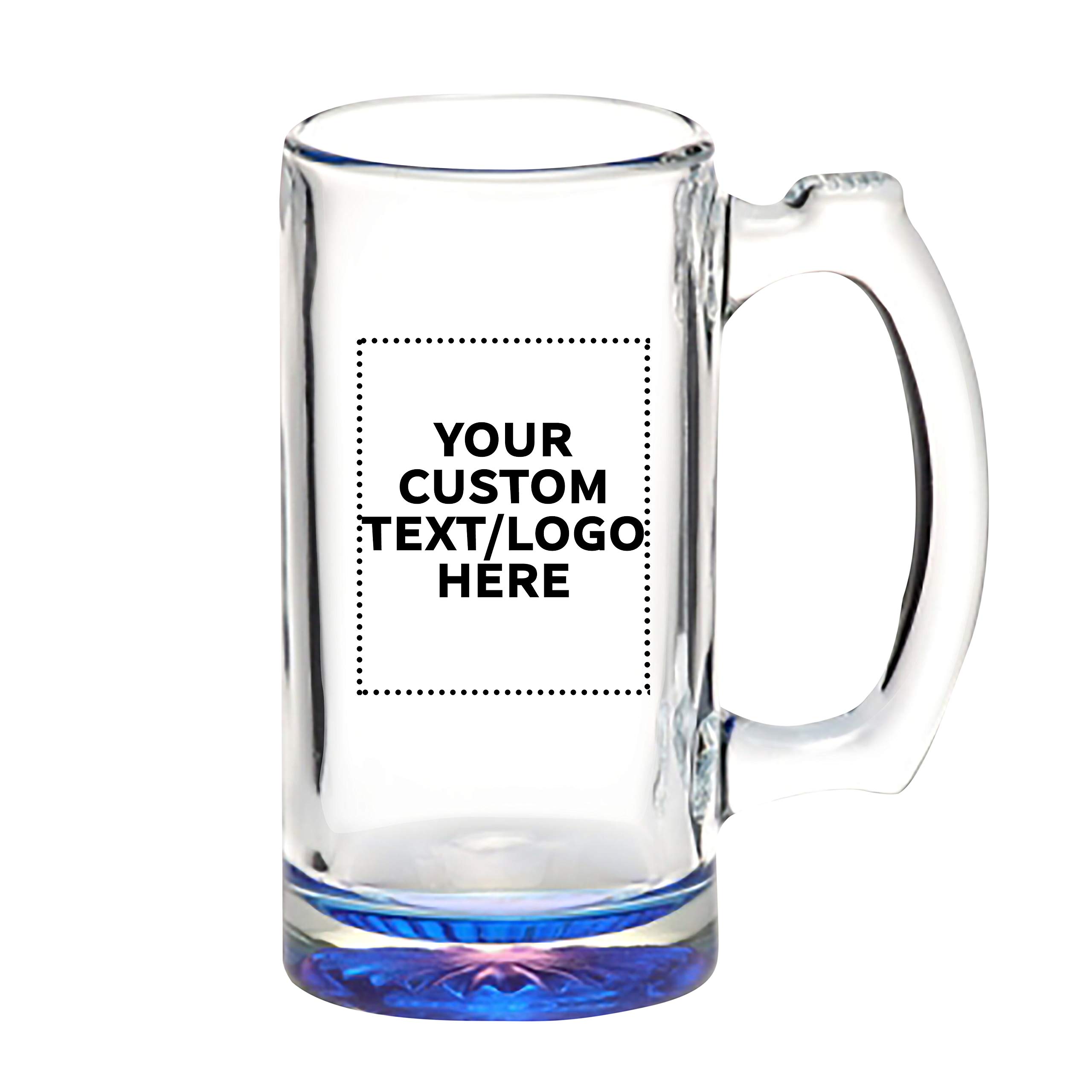 50-Piece Libbey 12oz Beer Mugs Set - Customizable Text & Logo - Bulk Glassware for Groomsmen, Weddings & Parties - Cobalt Blue Barware for Home, Restaurants & Events