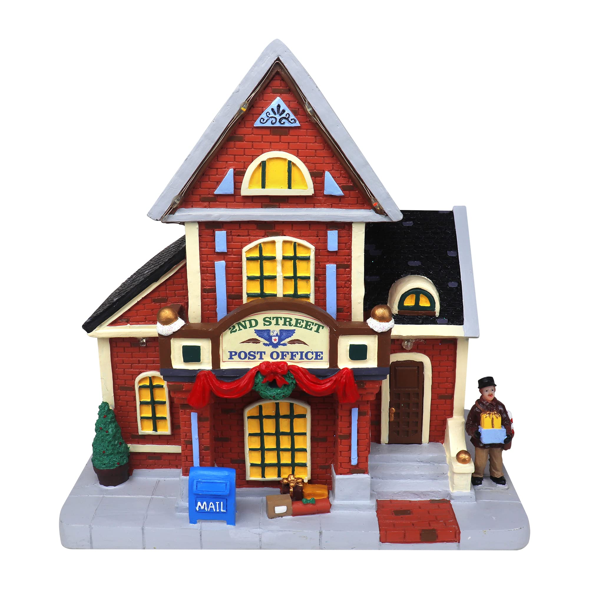 Christmas Village Post Office - Lighted Musical Snow Village Collectible Building for Holiday Decor - Handcrafted Christmas House with Snowy Scene - Perfect for Indoor Christmas Displays, Winter Village Collections & Gift Giving