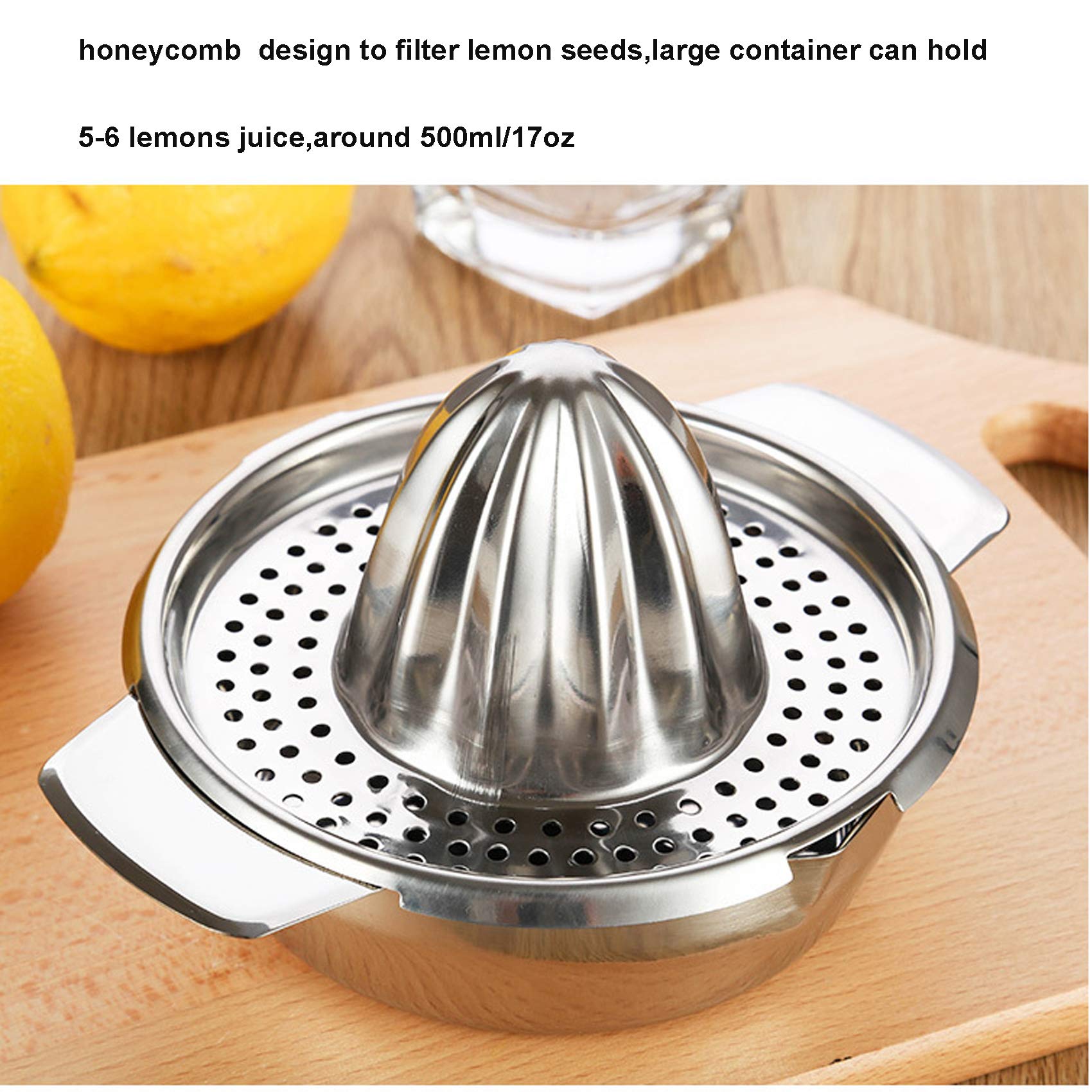 Premium Stainless Steel Lemon Squeezer - Heavy Duty Citrus Juicer for Lemons, Oranges & Limes - Ergonomic Hand Press with Drip-Free Spout & Storage Bowl - Perfect for Cocktails, Baking & Healthy Juicing at Home