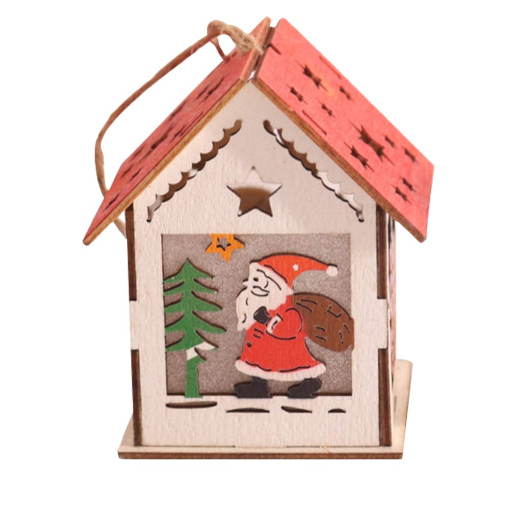 DOITOOL Wooden Christmas Tree Ornament - Glow in The Dark Hanging Decoration for Holiday Home Decor, Xmas Tree, Party & Festive Decorations