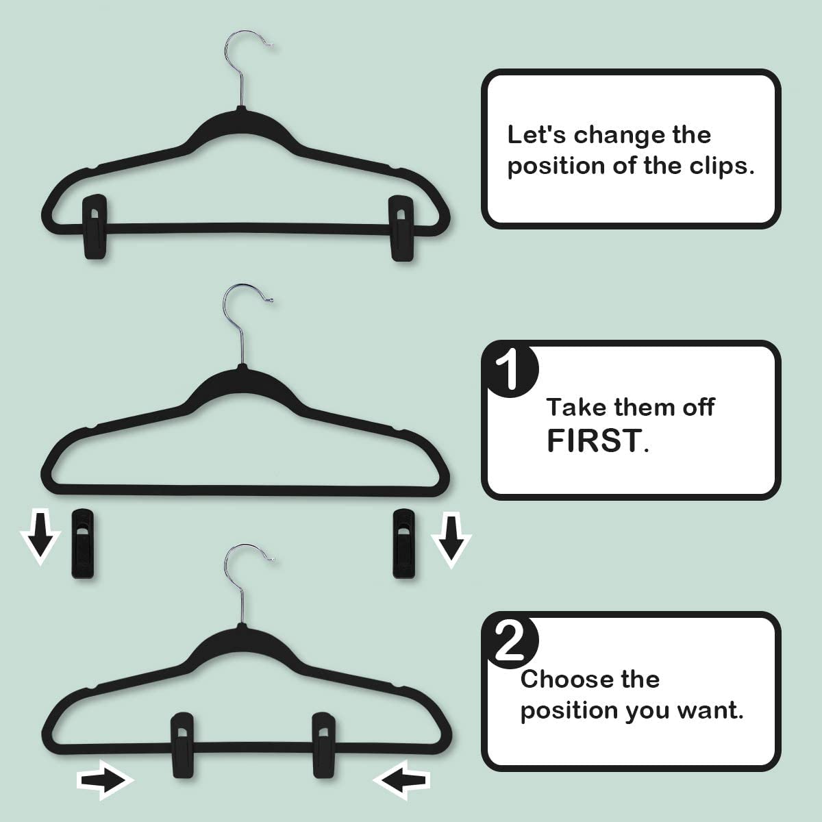 Premium Velvet Hangers with Clips - Strong Non-Slip Pants Hangers for Thin Clothes - Perfect for Closet Organization & Space Saving in Bedrooms, Dorms, and Laundry Rooms