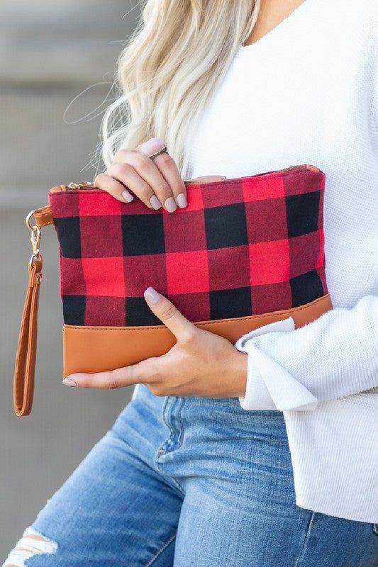 Buffalo Plaid Clutch Purse for Women - Stylish Crossbody Handbag with Adjustable Strap - Perfect for Parties, Shopping & Daily Use