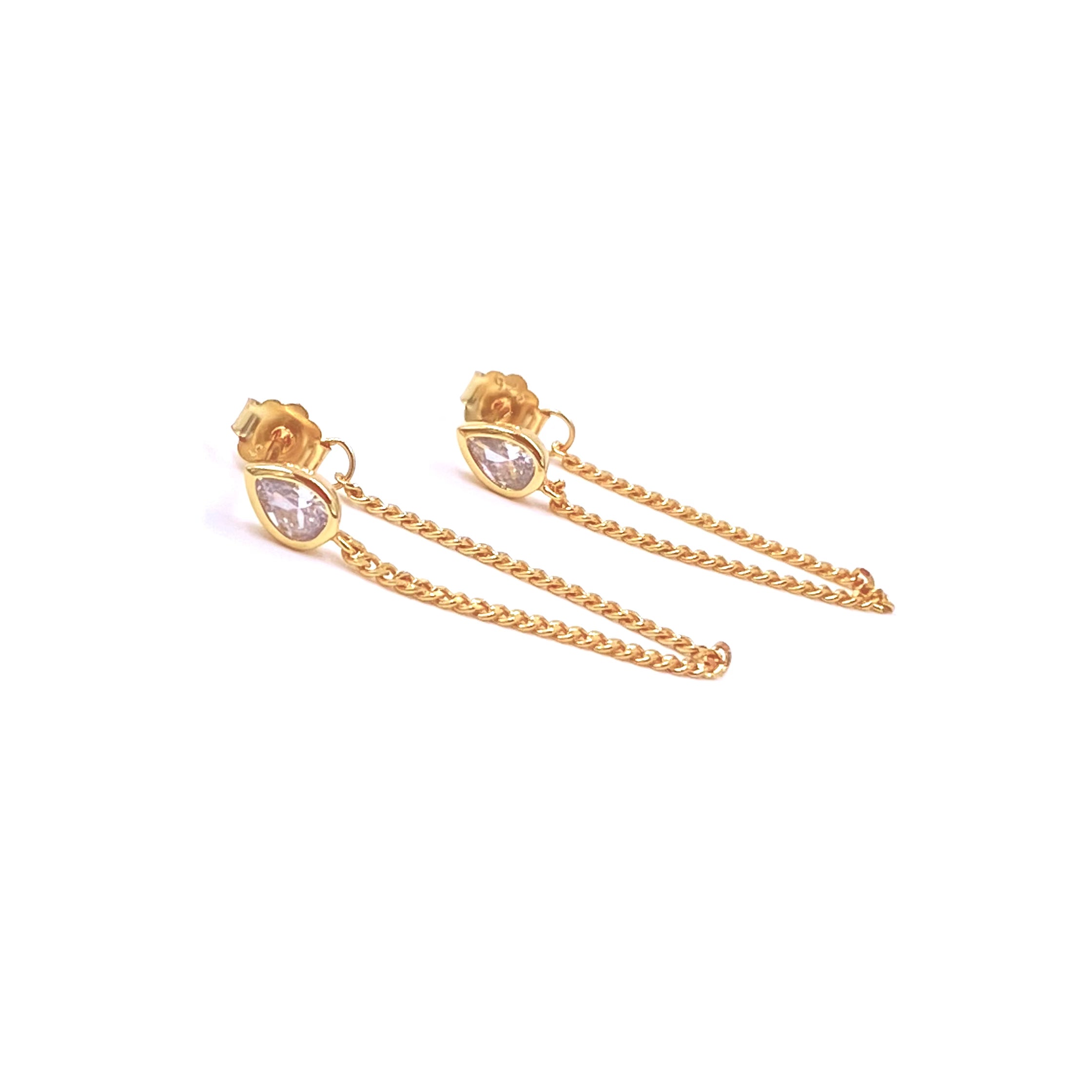 Ashley Gold Sterling Silver Gold Plated CZ Pear Shape Drop Earrings for Women - Elegant Dangle Jewelry for Parties, Weddings & Special Occasions