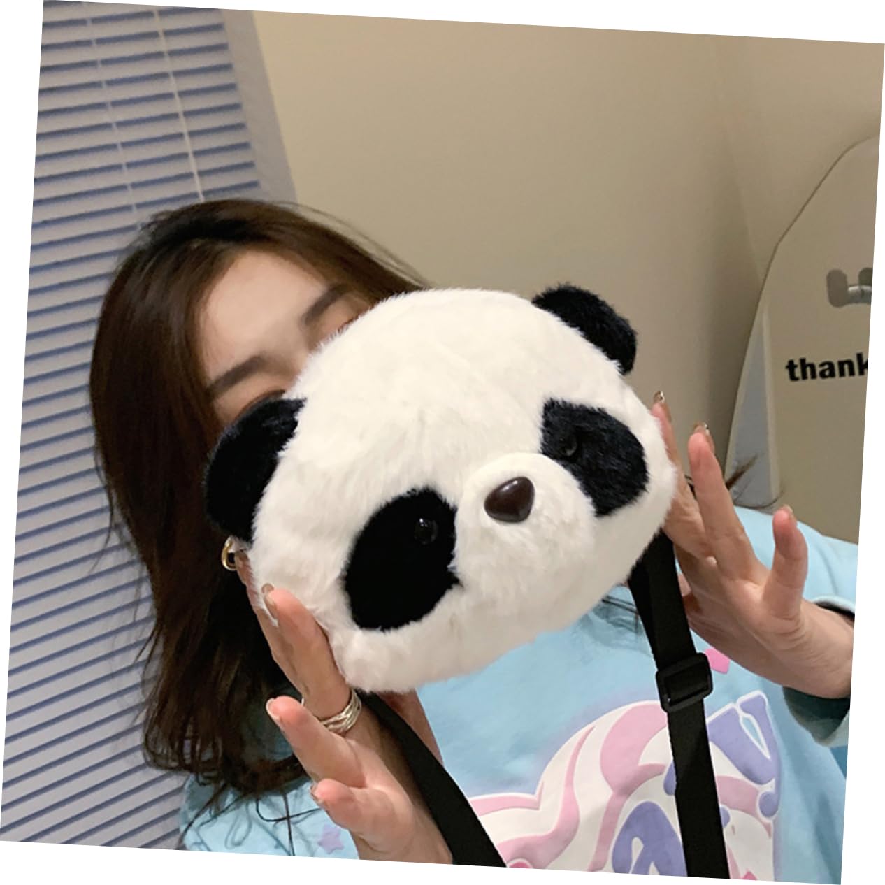 Cute Plush Panda Crossbody Bag for Girls - Soft Fluffy Shoulder Bag, Wallet & Tote - Perfect for School, Travel & Daily Use