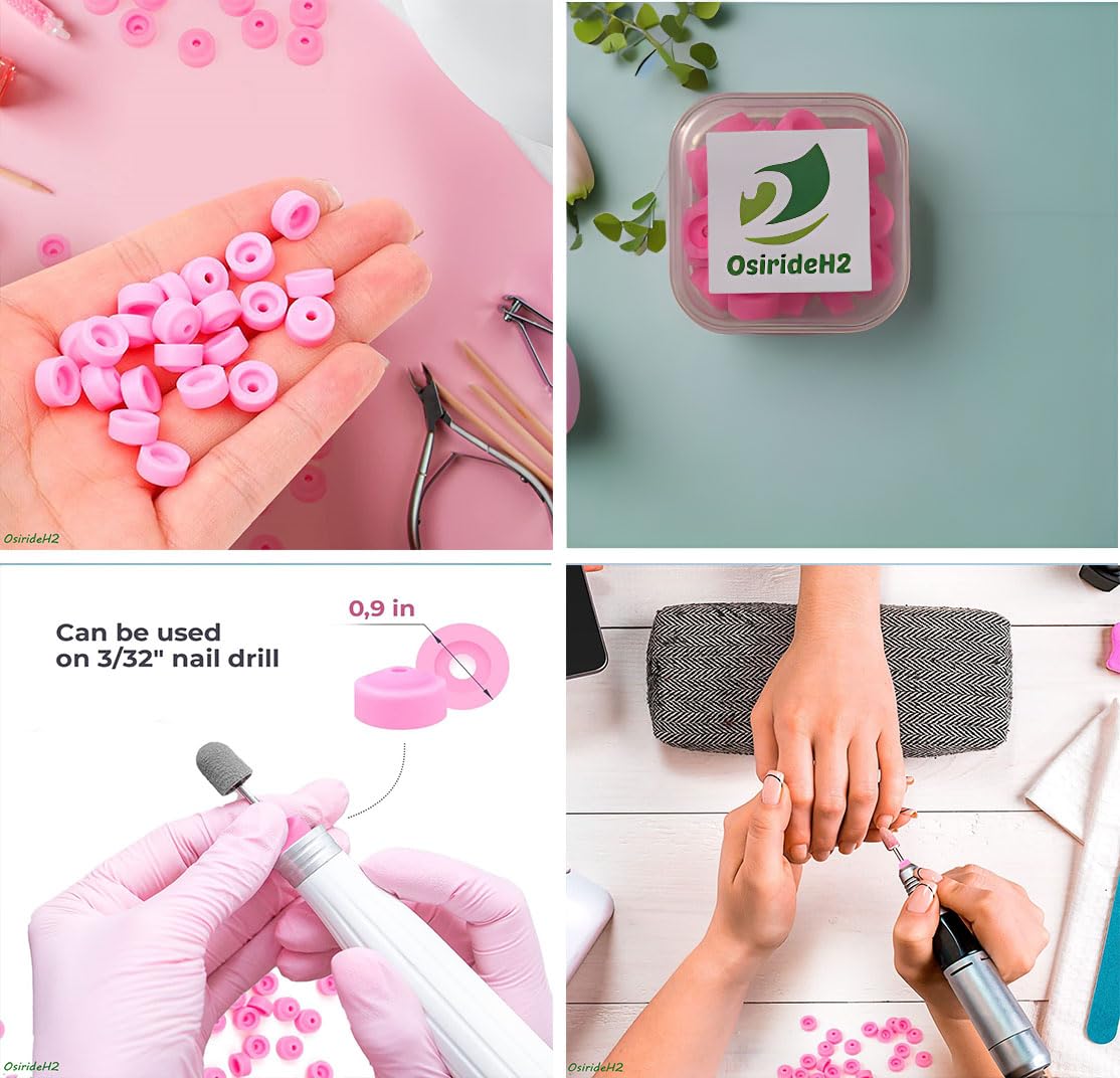 OSIRIDEH2 Nail Drill Dust Guard - 10pcs Pink for Nail Art & Salon Use