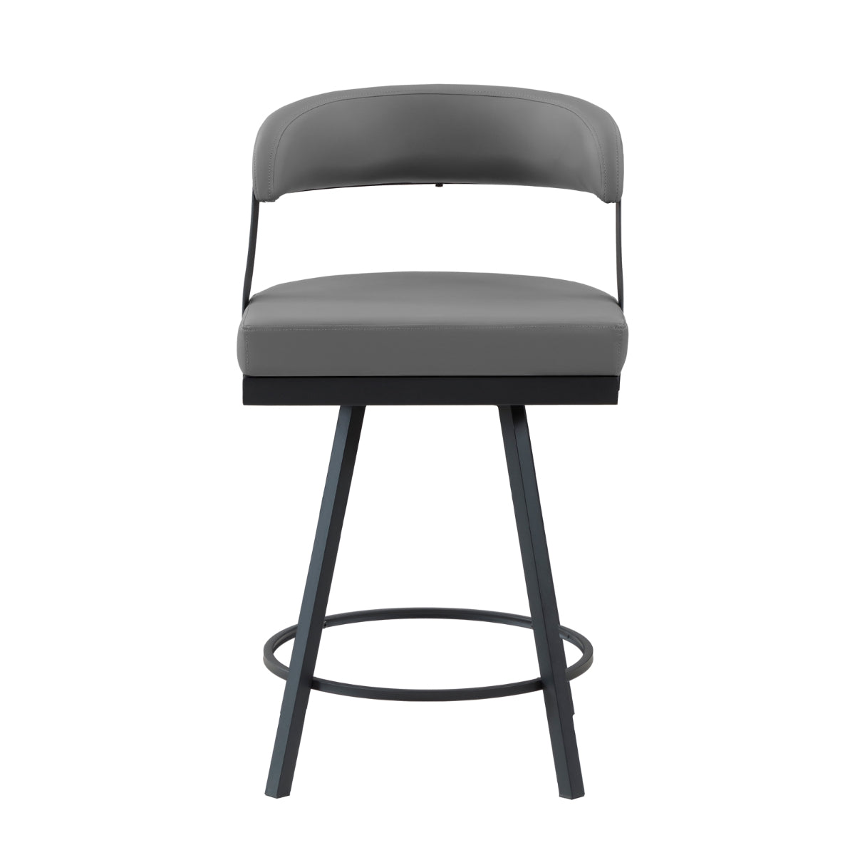 Modern Industrial Grey Swivel Counter Height Bar Stools - Set of 2 for Kitchen Island, Breakfast Nook & Home Bar