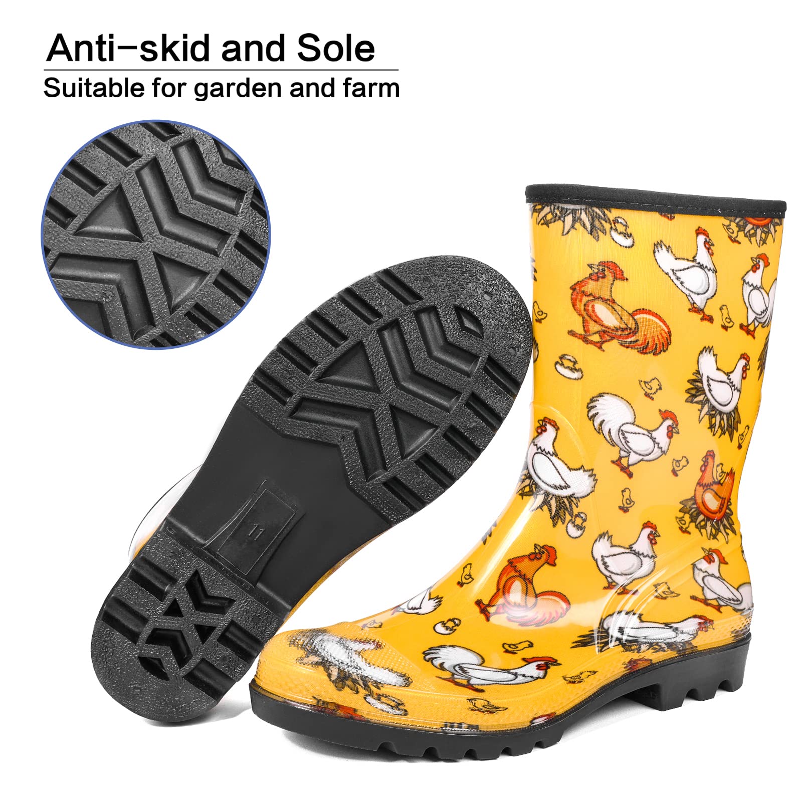 Waterproof Women's Rain Boots - Lightweight, Warm & Comfortable for Gardening & Outdoor