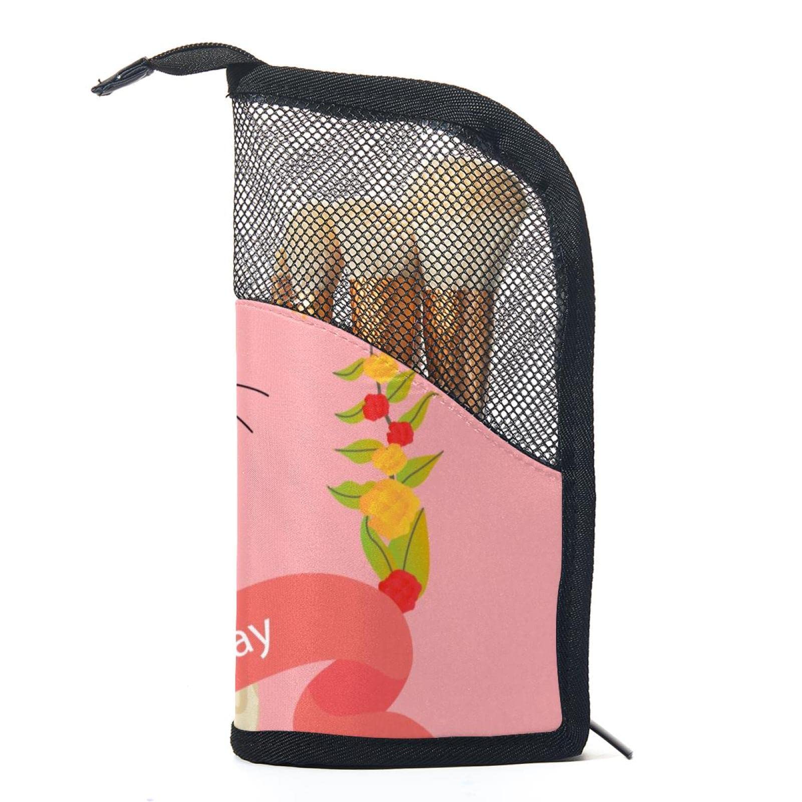 12-Piece Makeup Brush Organizer Bag with Easter Bunny Design - Portable Cosmetic Brush Holder Case for Travel, Home & Professional Makeup Storage