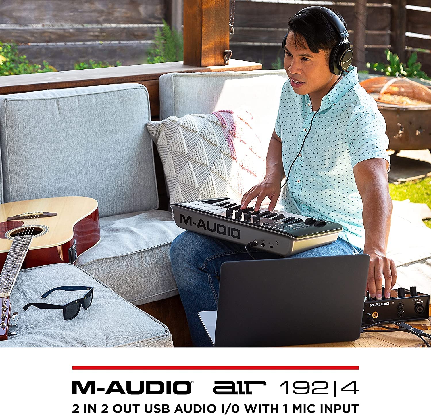 M-Audio AIR 192|4 USB Audio Interface & HDH40 Studio Headphones Bundle - Professional Recording Equipment for Instruments, Vocals, Podcasting, Streaming & Home Studio Use - Perfect for Musicians, Podcasters & Content Creators