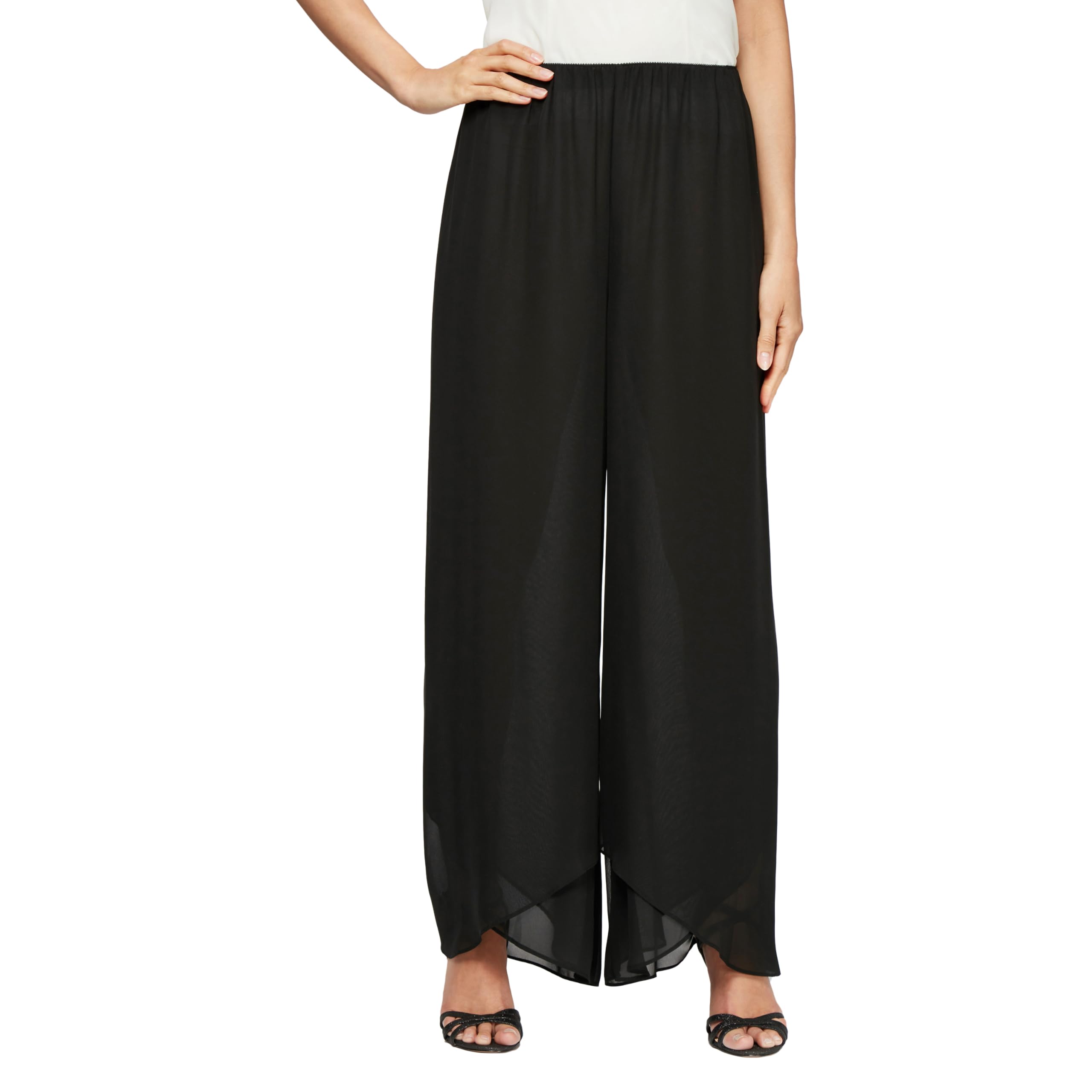 Alex Evenings Women's Wide Leg Chiffon Dress Pants - Elegant Formal Wear for Mother of The Bride, Wedding Guest & Special Occasions (Petite & Regular Sizes) | Perfect for Weddings, Cocktail Parties & Evening Events