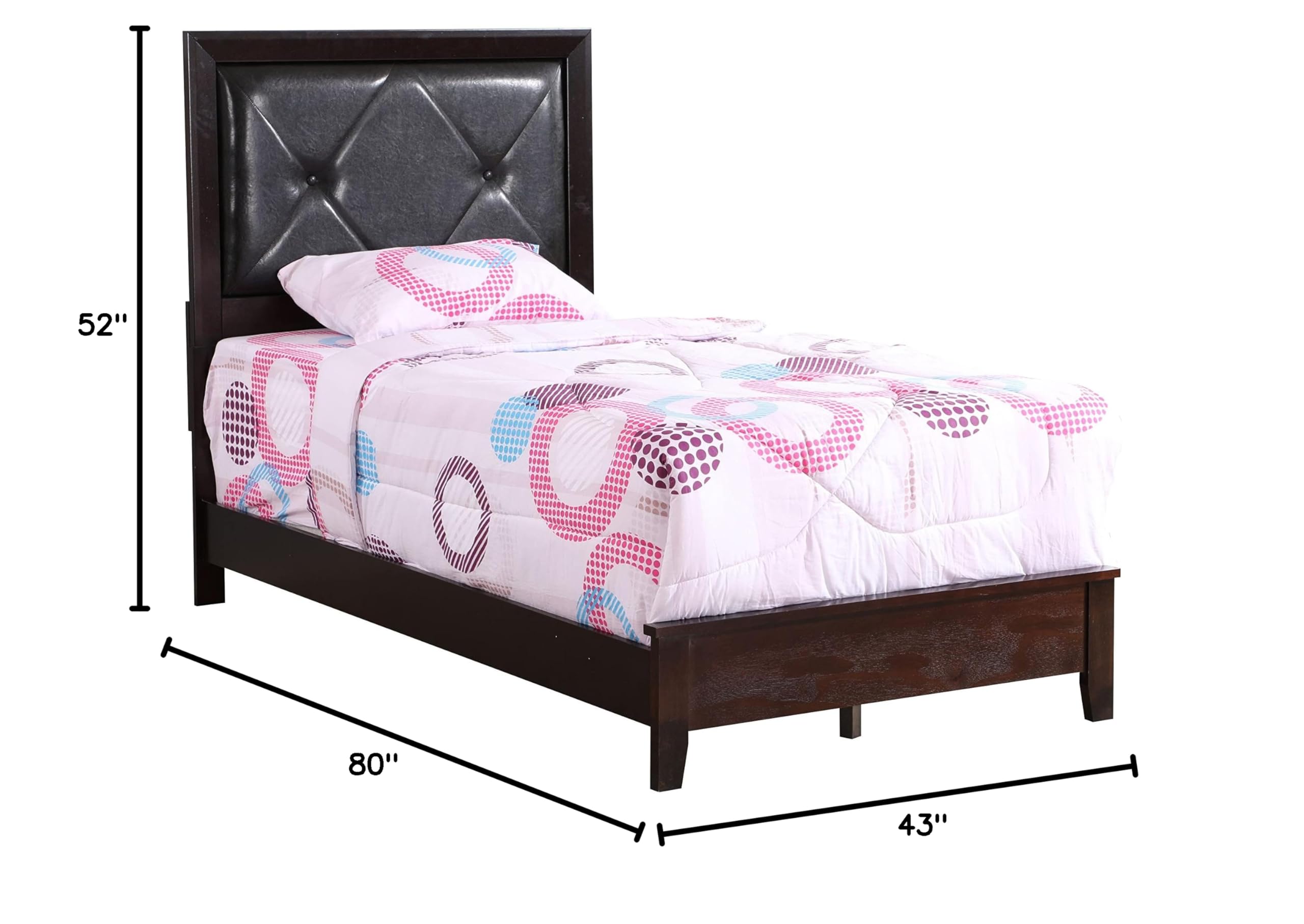 Glory Furniture Primo Twin Panel Bed in White - Modern Wooden Platform Bed Frame for Kids & Teens - Perfect for Bedrooms, Guest Rooms & Dormitories