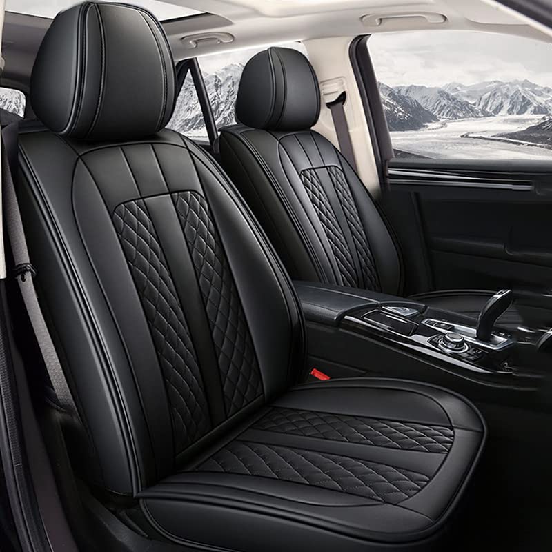 BPOOBP Waterproof PU Leather Car Seat Covers for Toyota Sienna - Front & Rear Row Sport Style Seat Protectors | Comfortable Vehicle Cushion Covers (Black) | Perfect for Family Road Trips & Daily Commutes