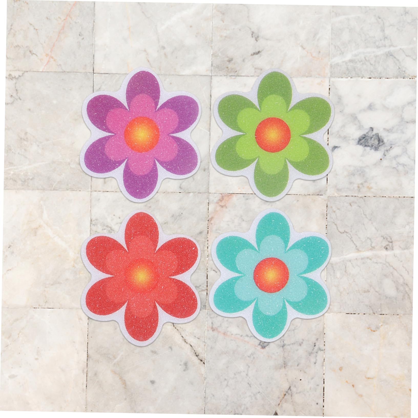 Non-Slip Bathroom Stickers - 4 Pack Frosted Self-Adhesive Bathtub & Tile Decals for Kids Room, Cartoon Flower Design - Perfect for Bathtub Safety and Nursery Decor