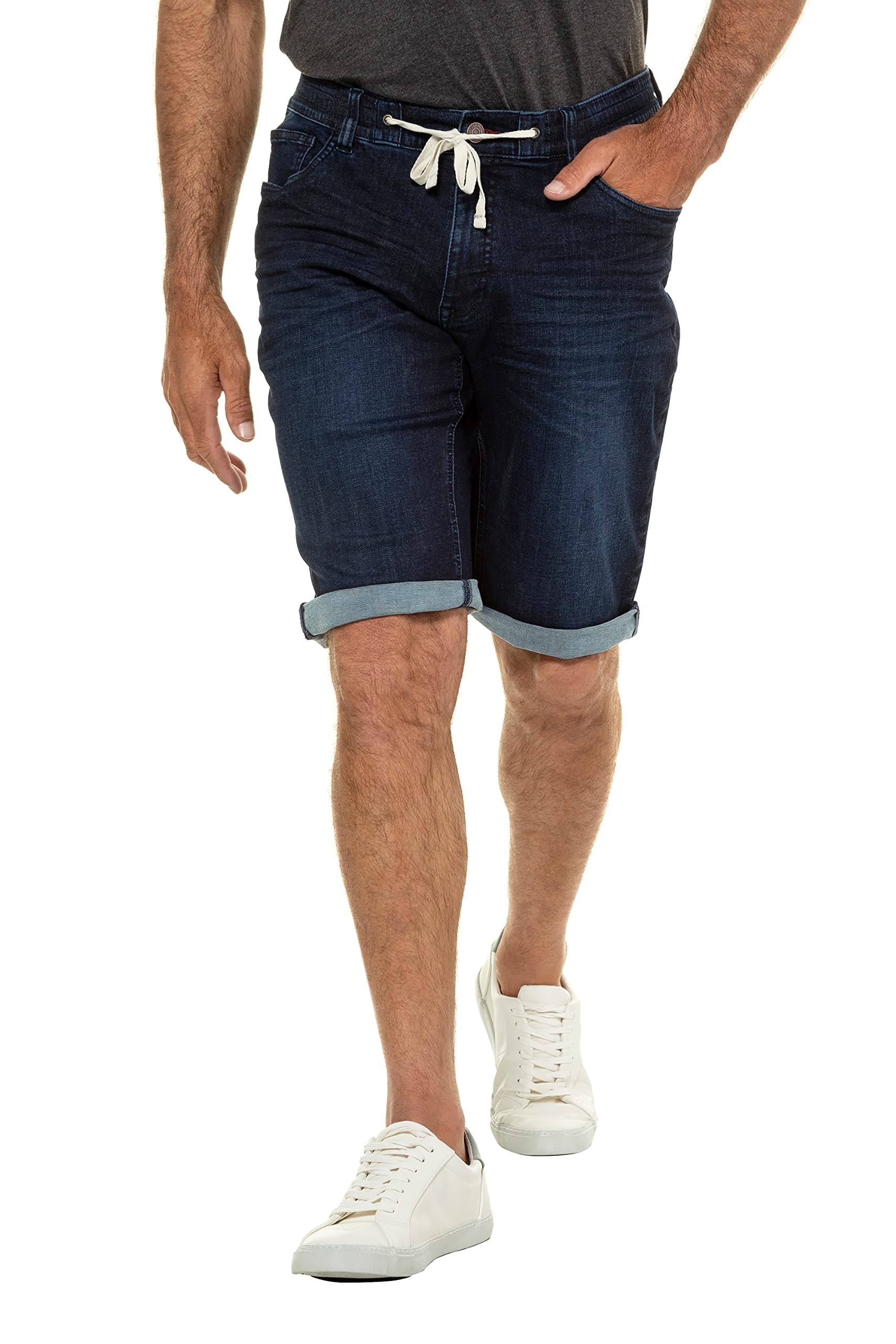 JP 1880 Men's Big & Tall Stretch Denim Jogger Bermuda Shorts - Blue (Size 42) | Comfortable Casual Wear for Summer & Outdoor Activities