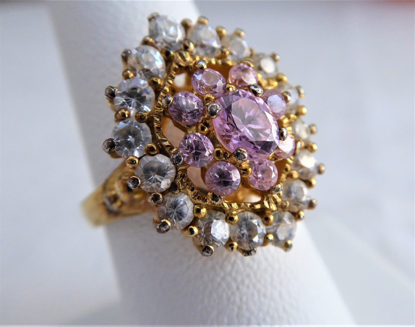 925 Sterling Silver Pink Cocktail Ring with CZ Crystals - Elegant Cluster Dinner Ring for Women | Perfect for Parties, Weddings & Evening Events