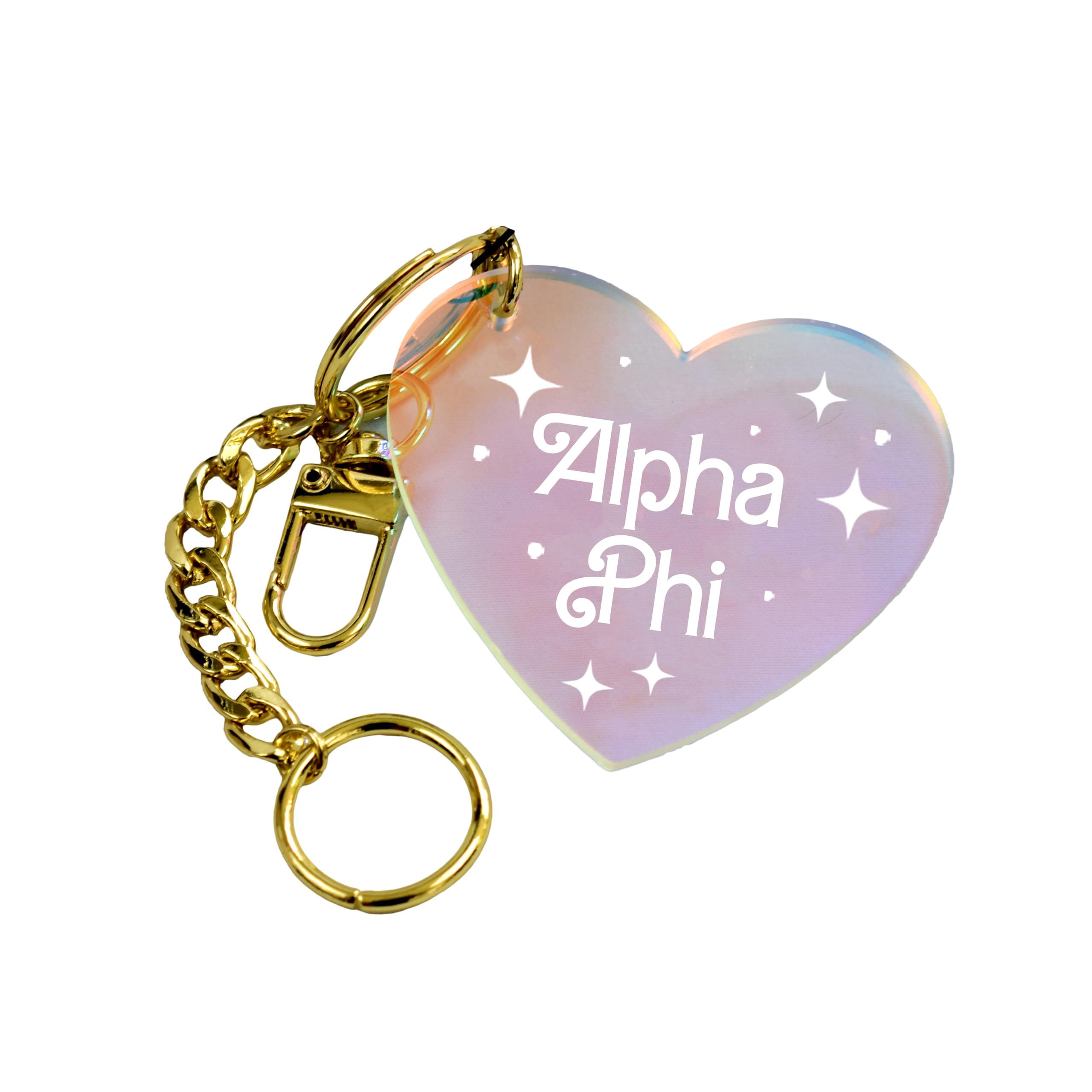 Alpha Phi Sorority Keychain - Iridescent Heart Greek Letter Key Ring for Sorority Sisters, College Gifts & Greek Life Accessories | Perfect for Backpacks, Keychains & Gifts