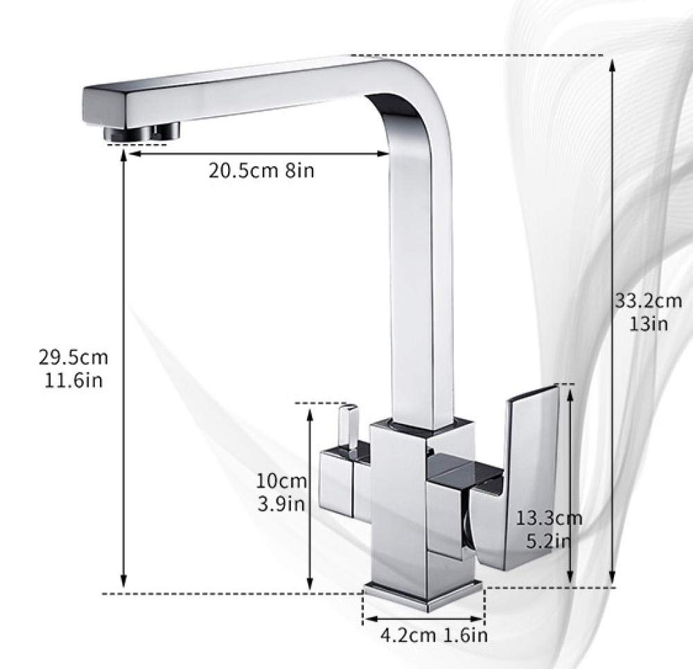 360 Degree Rotating Brass Kitchen Faucet with Water Purification - Square Modern Mixer Tap for Sink - Perfect for Home Renovation & Water-Saving Kitchen Upgrade