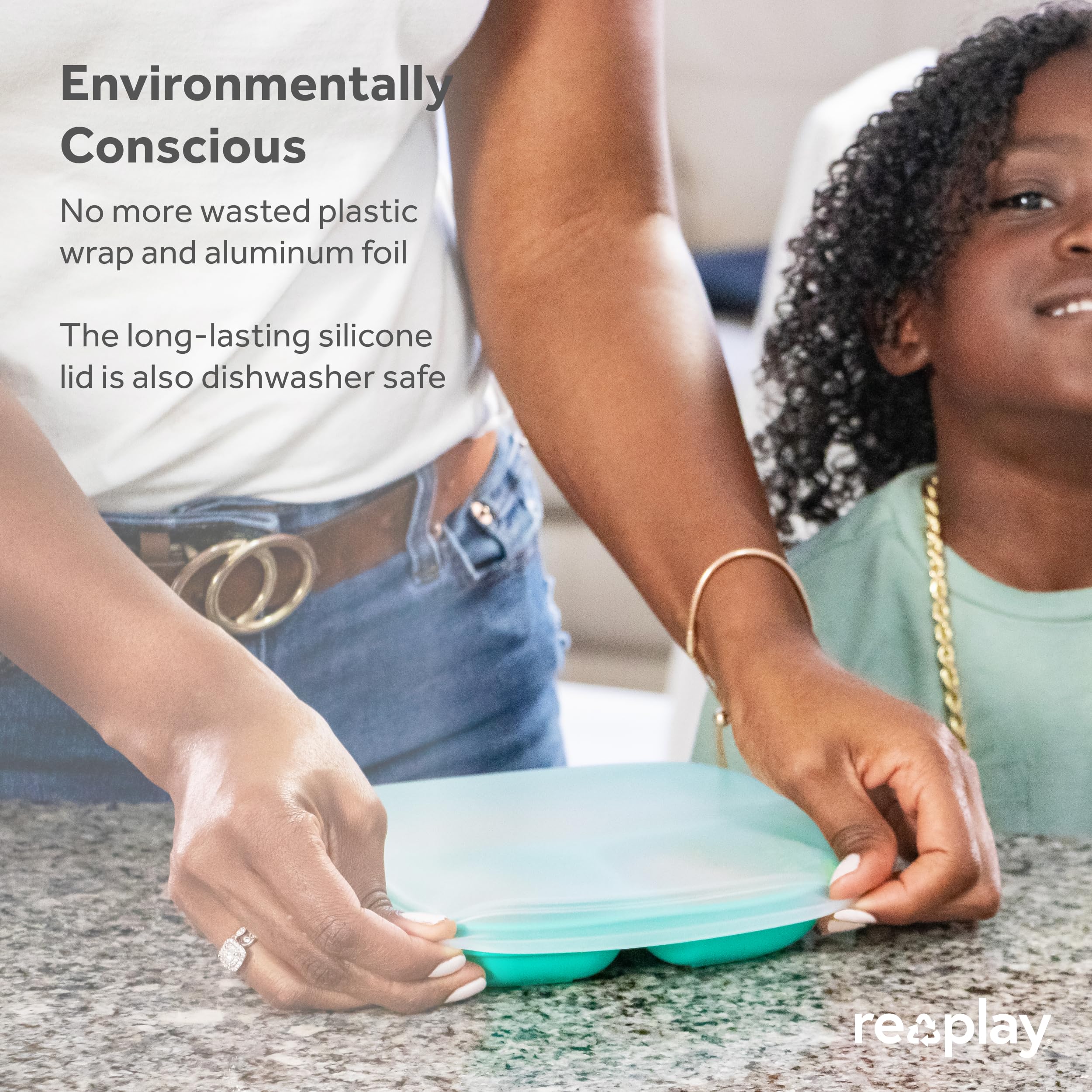 Reusable 3-Compartment Divided Plates for Kids - Set of 3 with Lids | Made in USA | BPA-Free, Dishwasher & Microwave Safe | 7.37
