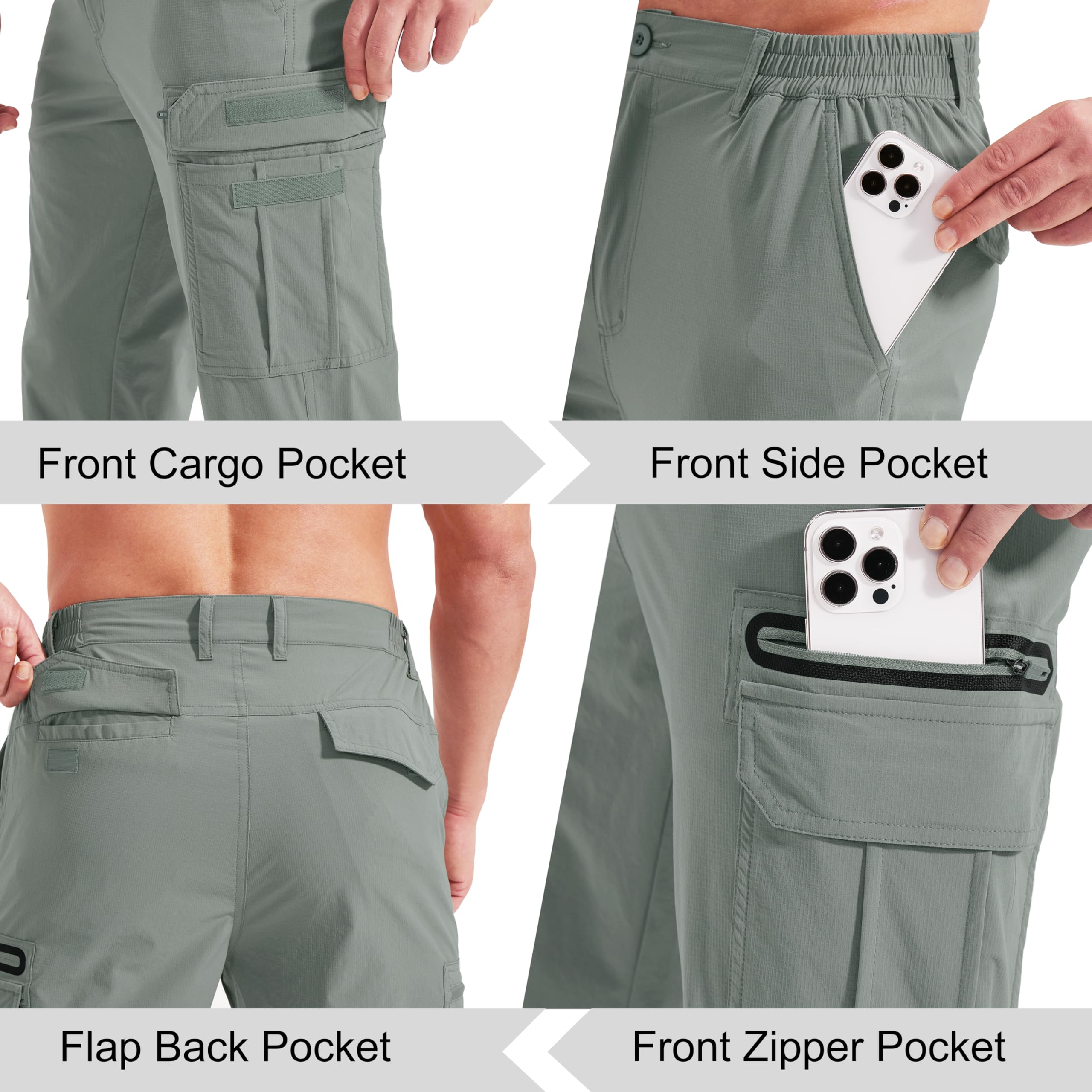 NATUVENIX Men's Lightweight Hiking Pants - Quick Dry Water Resistant Cargo Work & Travel Pants for Outdoor Activities, Camping, Fishing and Hiking Adventures